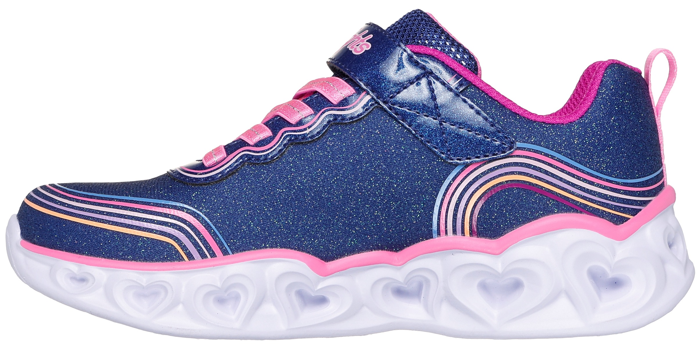 Skechers Kids Sneaker »HEART LIGHTS«, Freizeitschuh, Klettschuh, Blinkschuh mit buntem Regenbogen Stitching