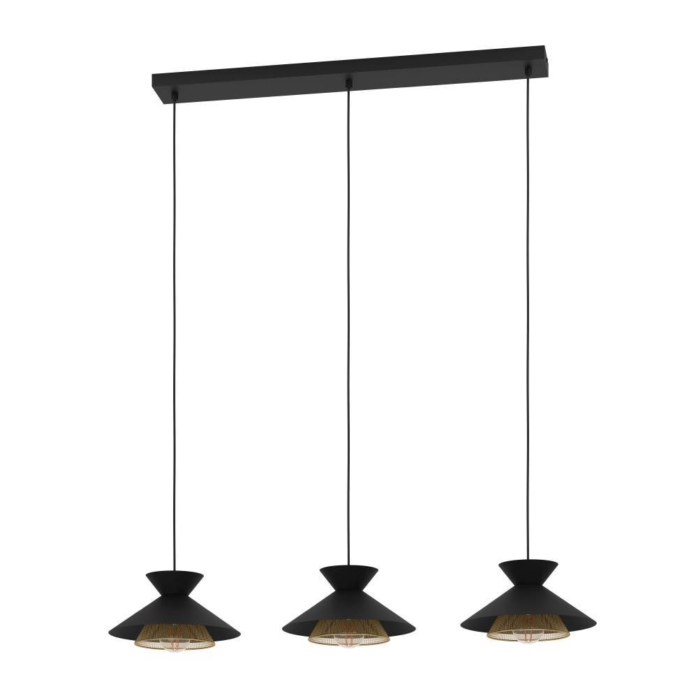 EGLO Hängeleuchte »GRIZEDALE«, 3 flammig-flammig, Pendelleuchte, Esszimmerlampe, Japandi-Design aus Metall in Schwarz