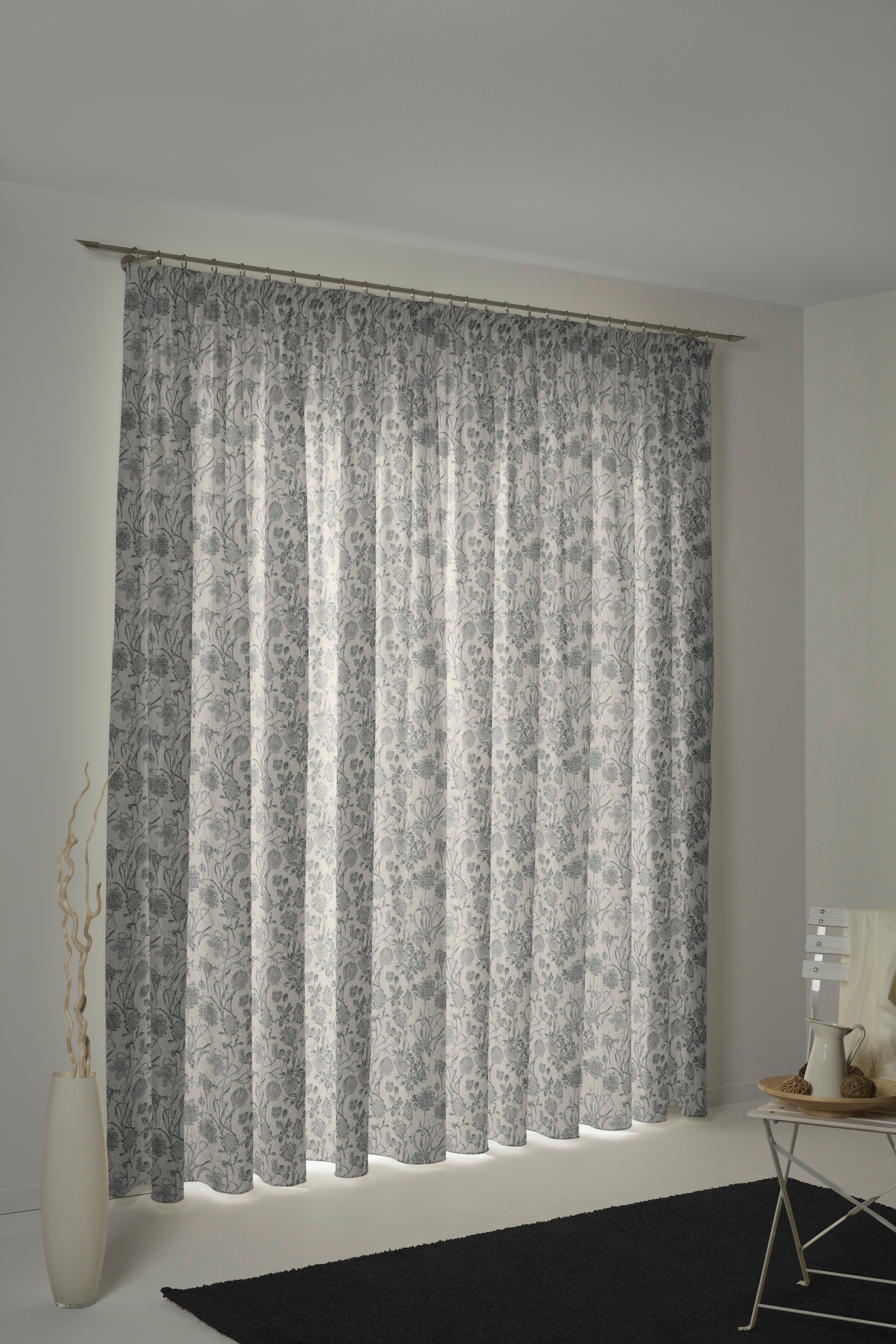 Adam Vorhang "Flower Cuvée" Kräuselband 1 Stk. tlg. aus 100% Bio-Baumwolle günstig online kaufen