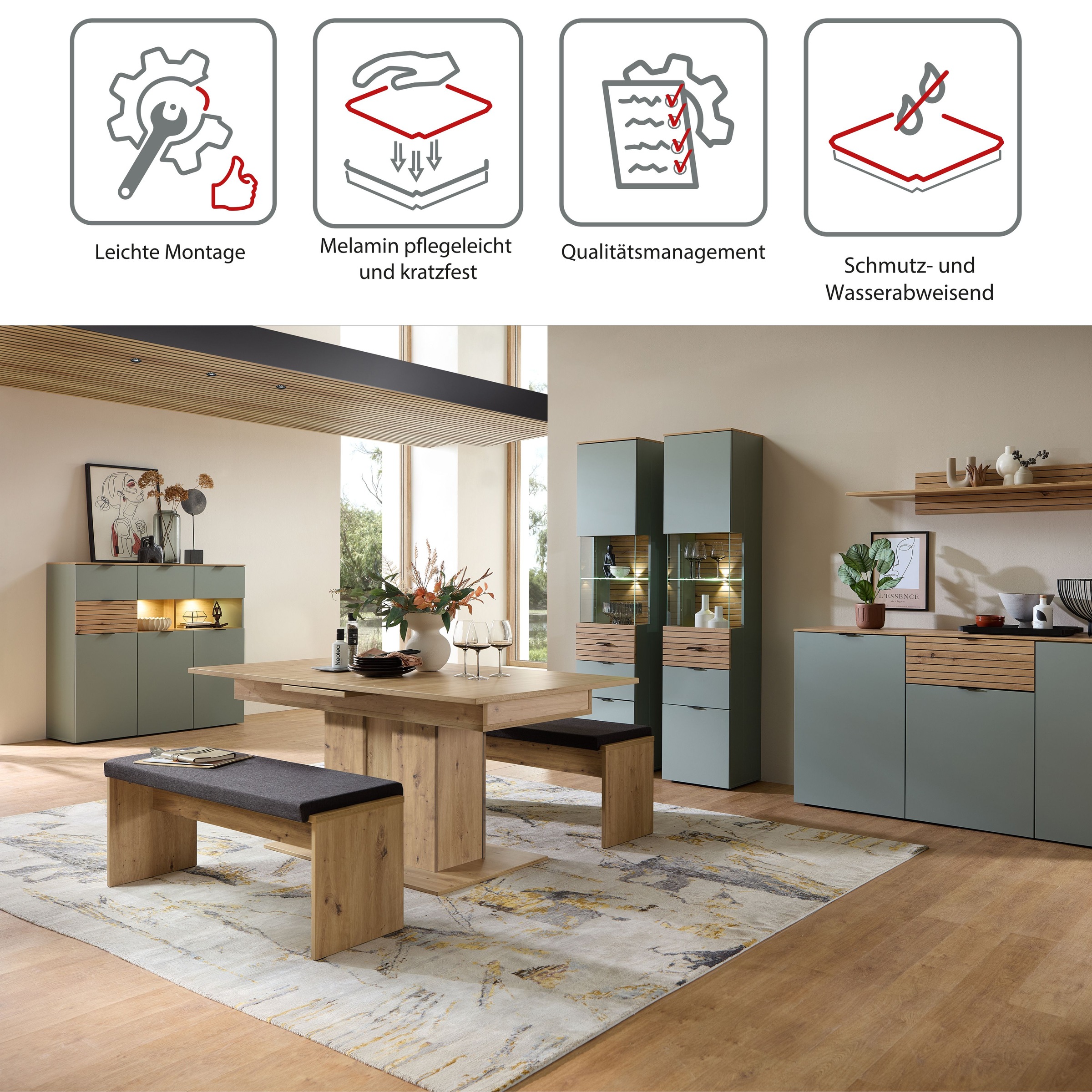 Innostyle Essbank »INA Sitzbank, 126 x 49 x 40 cm (B/H/T)«, (1 St.), inkl. Sitzkissen