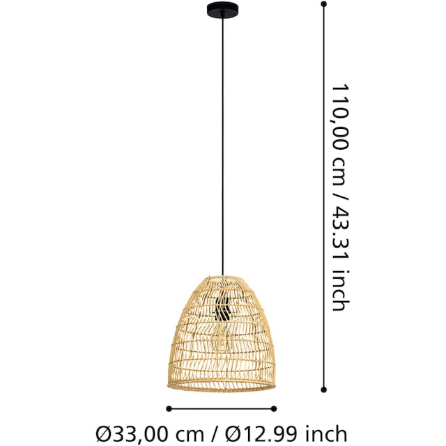 EGLO Hängeleuchte »AYESGARTH«, Hängeleuchte in schwarz aus Stahl - exkl.  E27 - 1X40W | BAUR