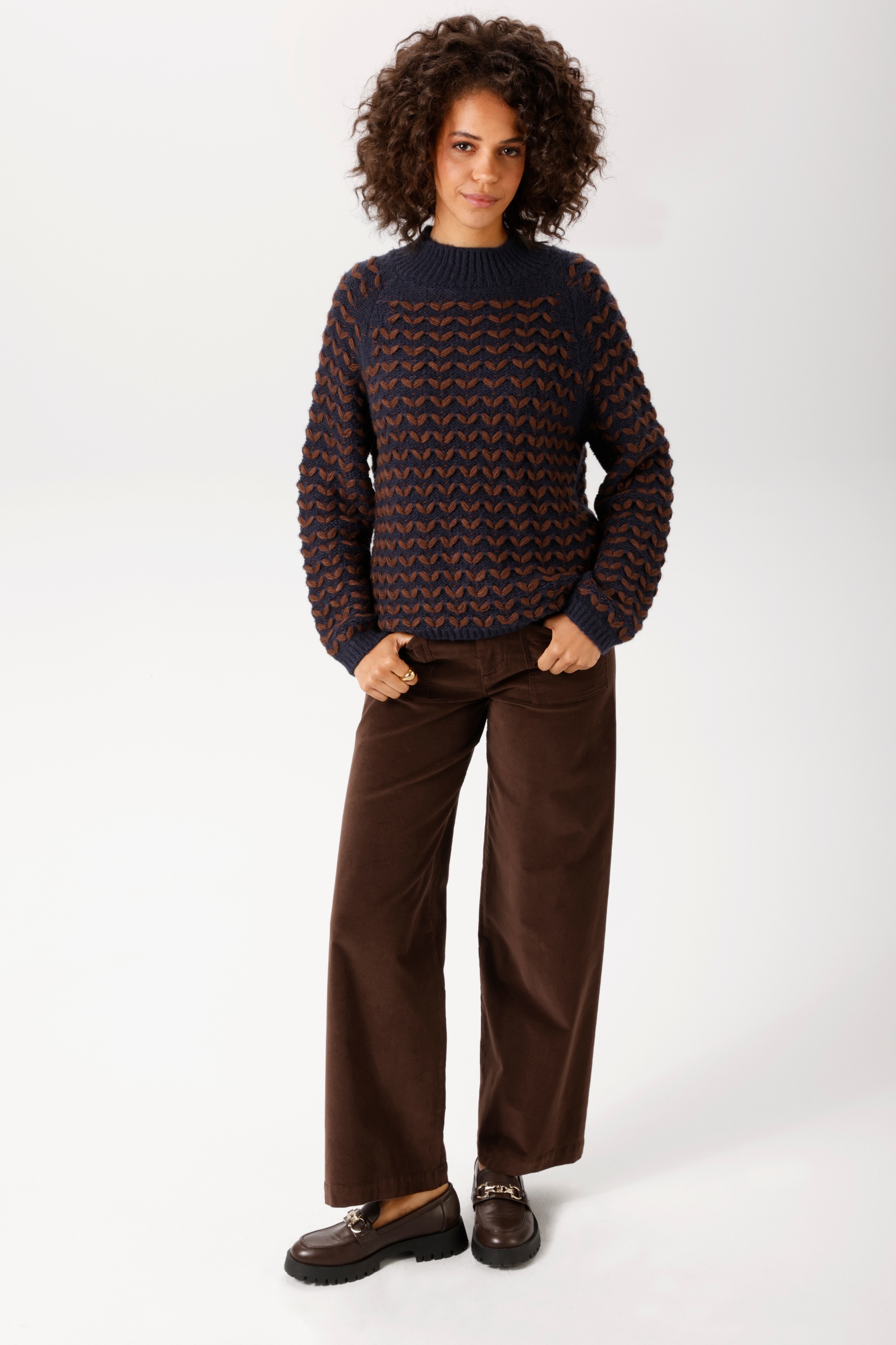 Aniston CASUAL Strickpullover im 3D-Effekt mit aufgestrickten Blättern - NEUE KOLLEKTION