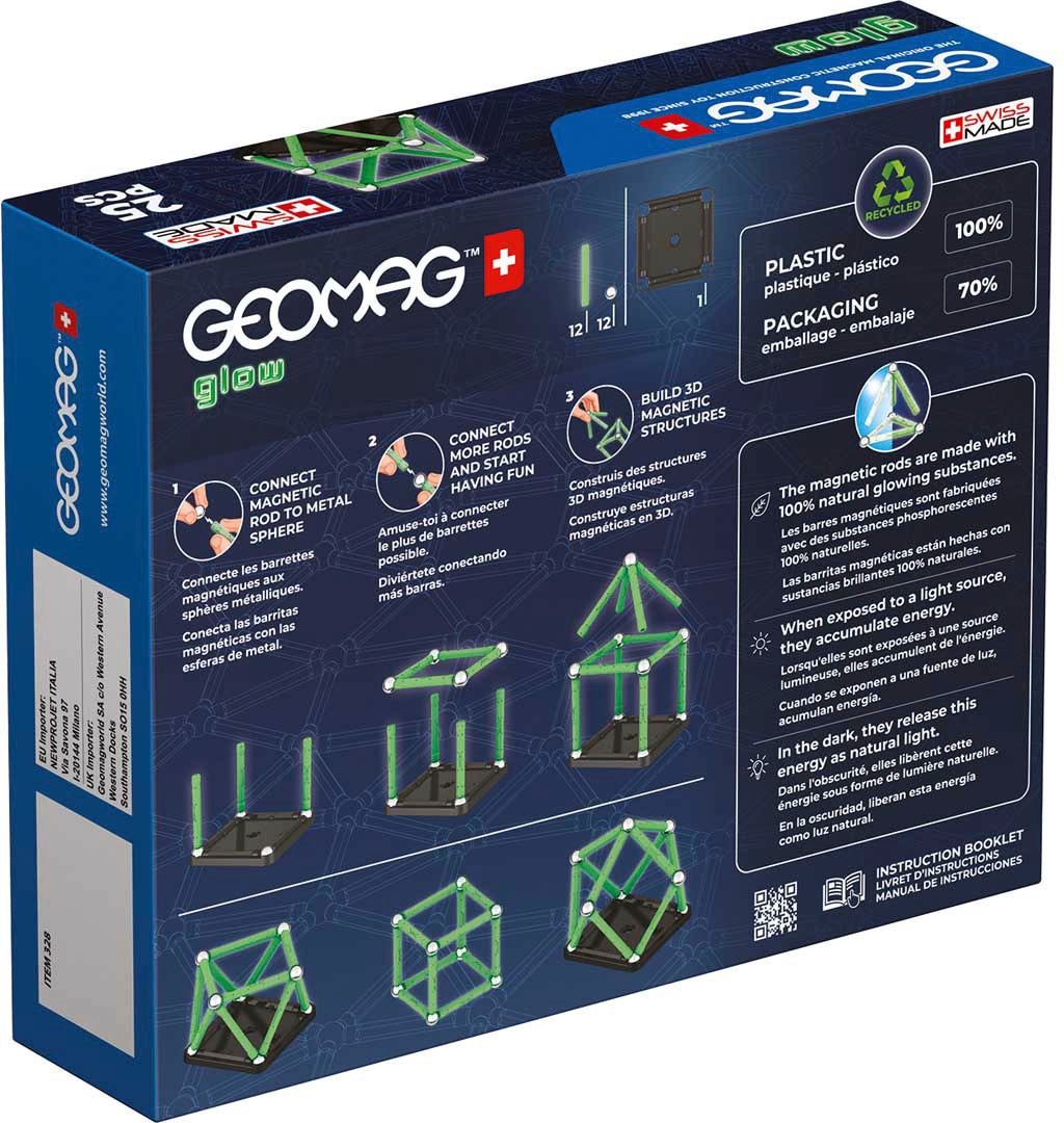 Geomag™ Magnetspielbausteine »GEOMAG™ Glow, Recycled«, (25 St.), aus recyceltem Material; Made in Europe