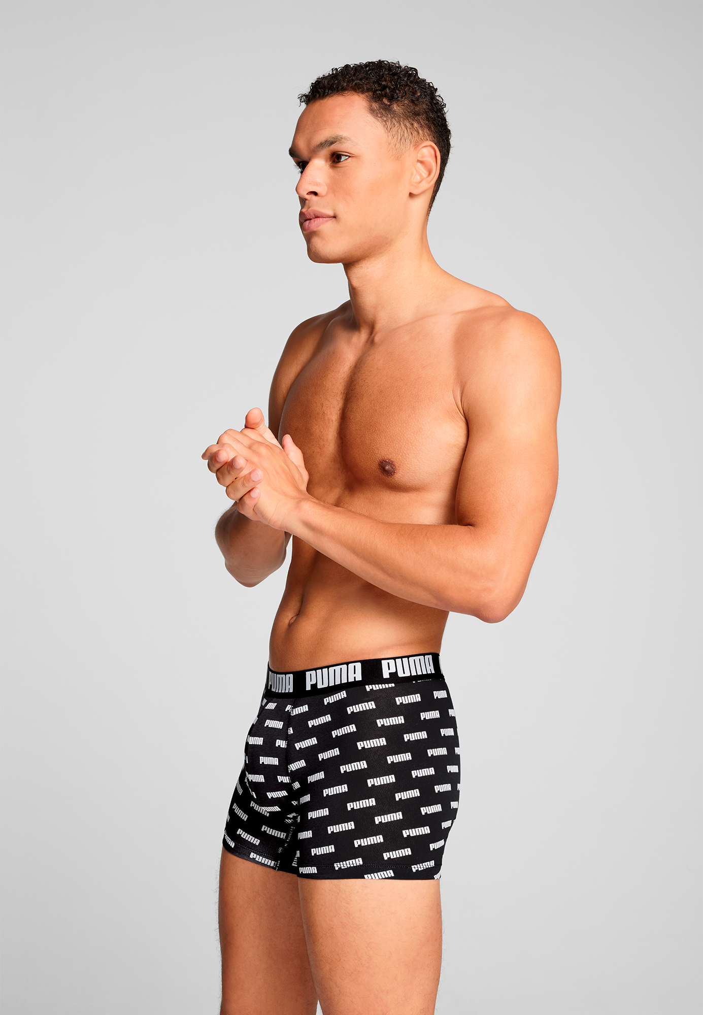 PUMA Boxershorts »PUMA MEN EVERYDAY LOGO PRINT BOXERS 2P«, (2er Pack), 1x uni und 1x allover Logodruck