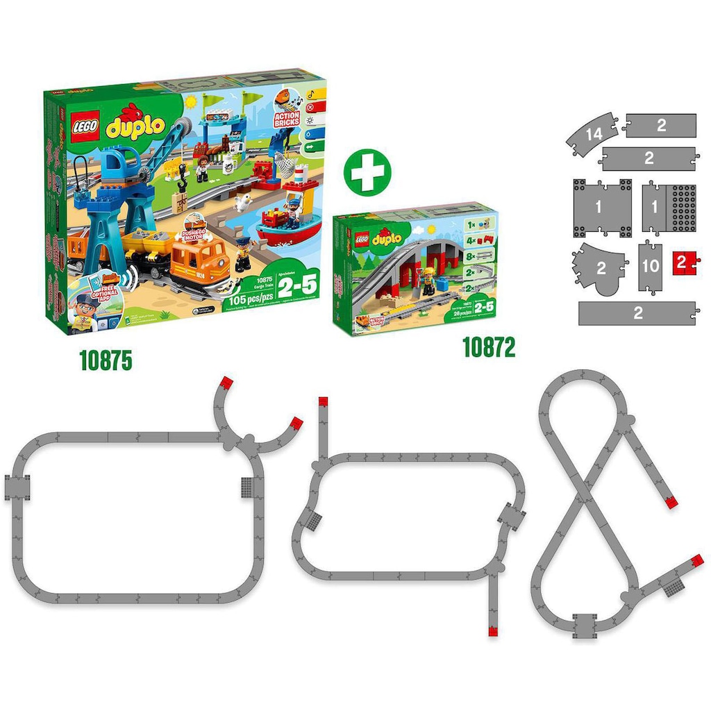 LEGO® Konstruktionsspielsteine »Eisenbahnbrücke und Schienen (10872), LEGO® DUPLO® Town«, (26 St.)