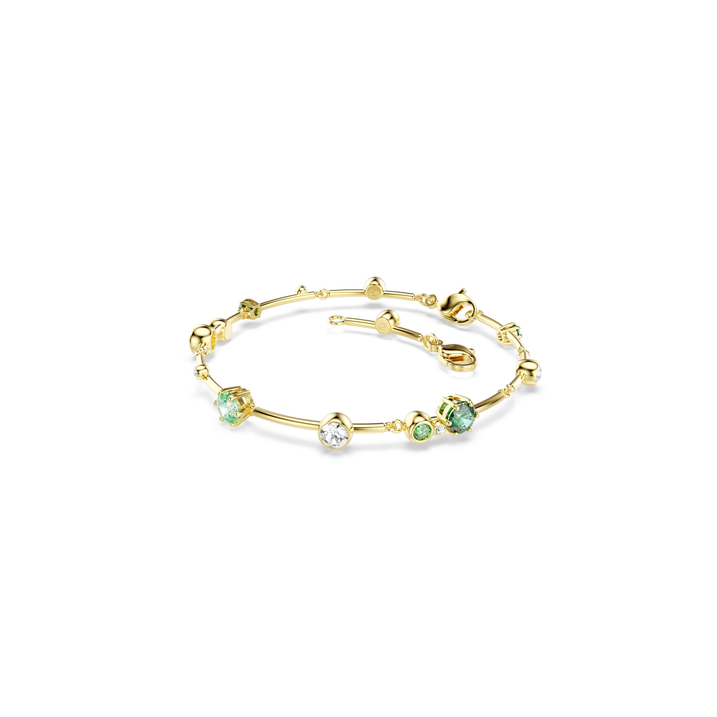 Armkette SWAROVSKI "Schmuck Geschenk Constella Armband", bunt (gelbgoldfarben, kristallweiß, grün, kristallweiß, grün), Armbänder, Damen, Metall, Armkette, mit Swarovski Kristall, Zirkonia (synth.) 3