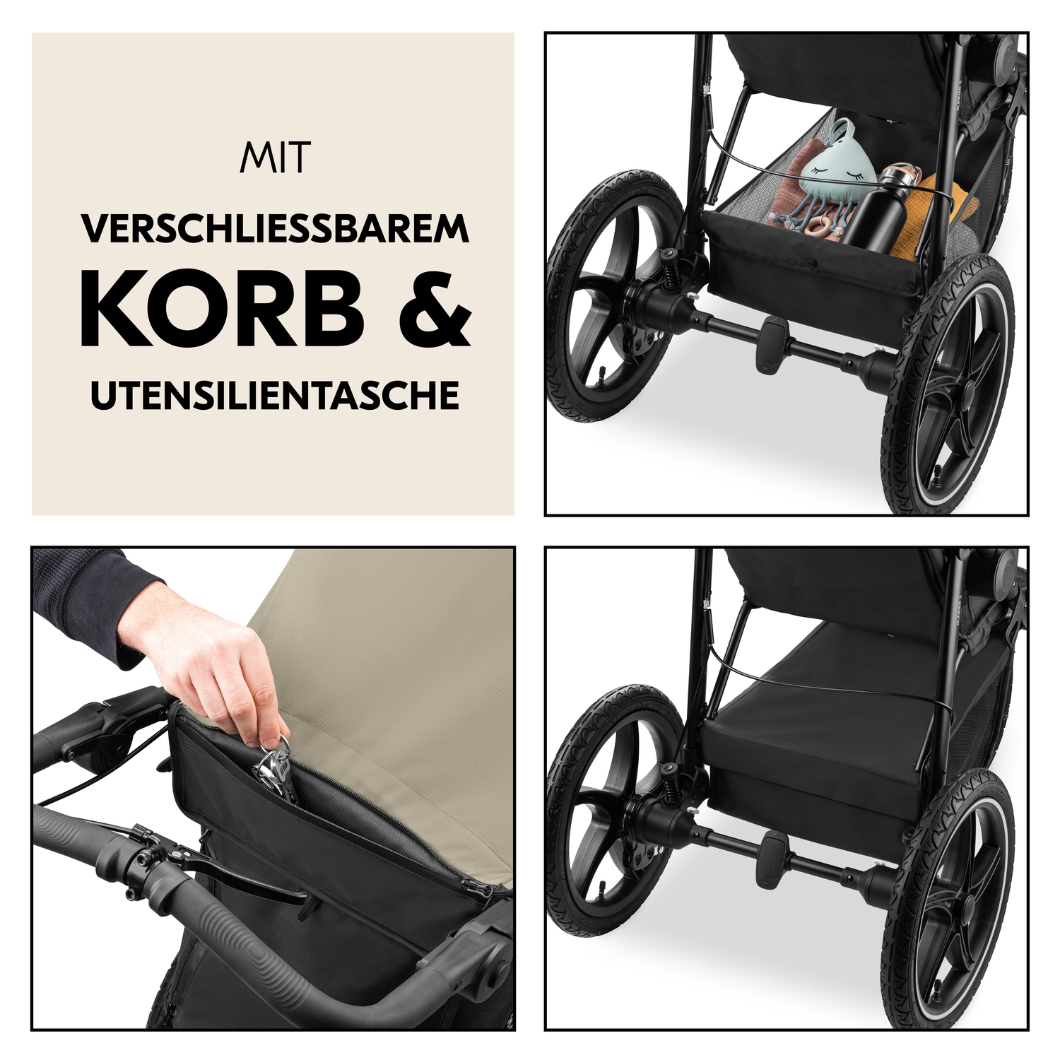 Hauck Dreirad-Kinderwagen »Runner 3, olive«, 22 kg, mit XXL-Lufträdern und Handbremse; bis 22 kg beslastbar