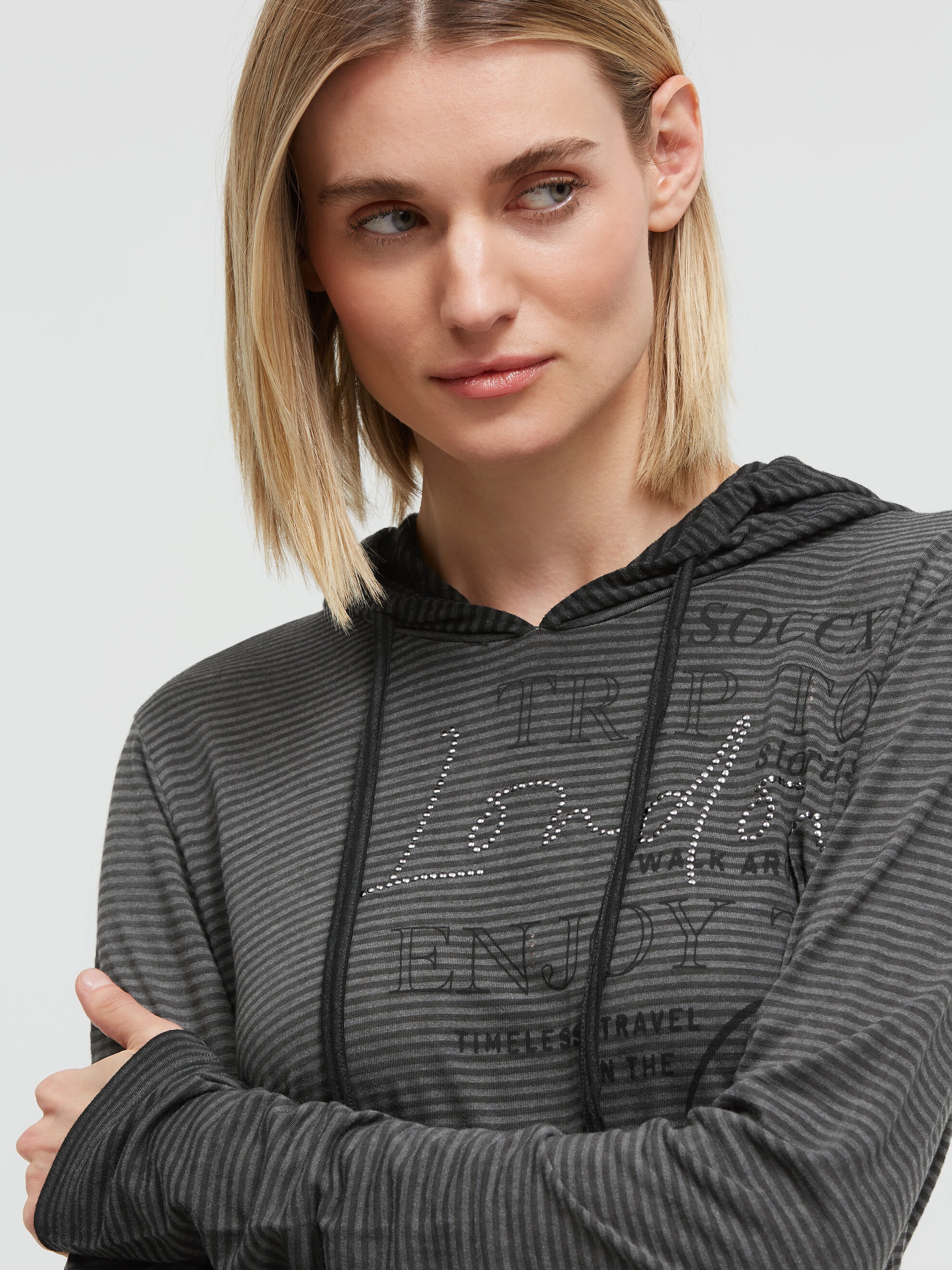 SOCCX Langarmshirt mit Glitzersteinchen