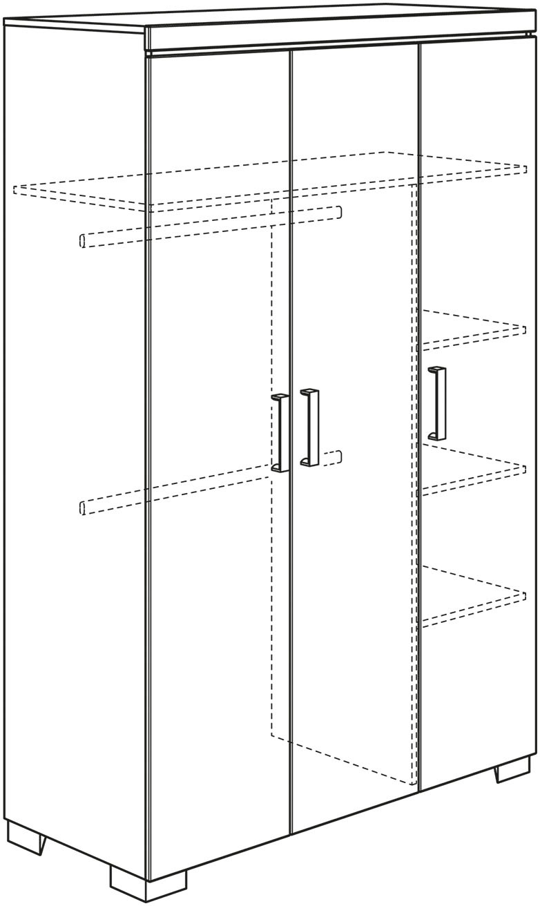 Transland Kleiderschrank »HILJA, by PAIDI, 3-türig«, praktische Einteilung mit Einlegeböden und Kleiderstangen