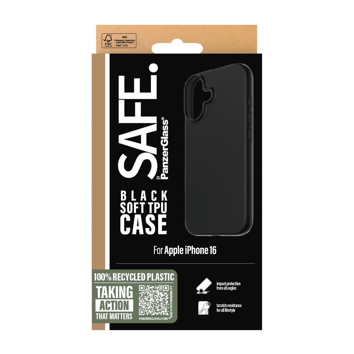 SAFE by PanzerGlass Handyhülle »Soft TPU Case für Apple iPhone 16«, iPhone 16, Backcover, Schutzhülle, Handyschutzhülle, Case, Schutzcase, stoßfest