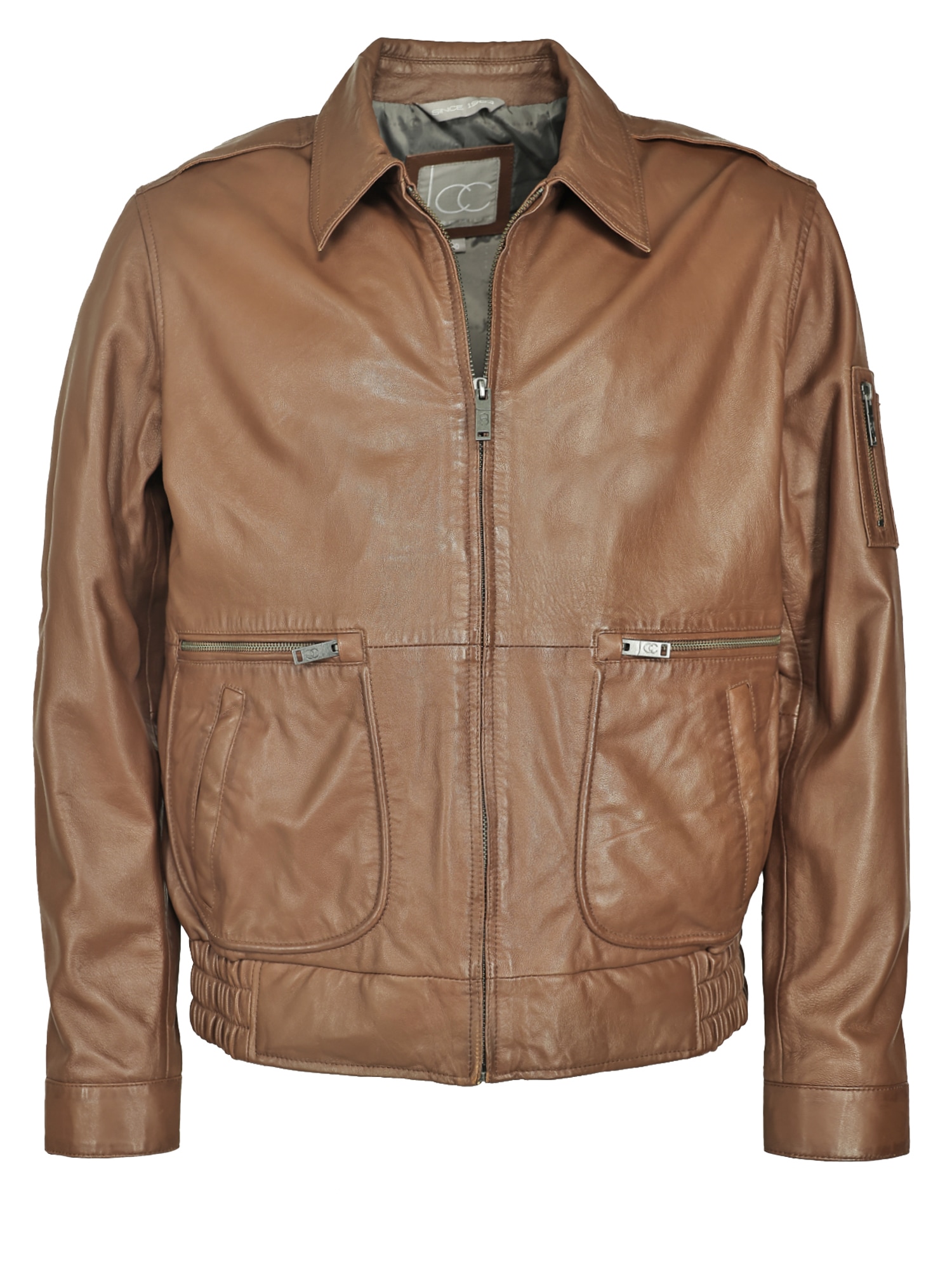 Lederjacke JCC "3102229", Herren, Gr. 70, braun (schwarz braun), Oberstoff: 100% Leder; Innenfutter oben: 100% Polyester; Innenfutter unten: 100% Baumwolle; Ärmelfutter: 100% Polyester, Jacken