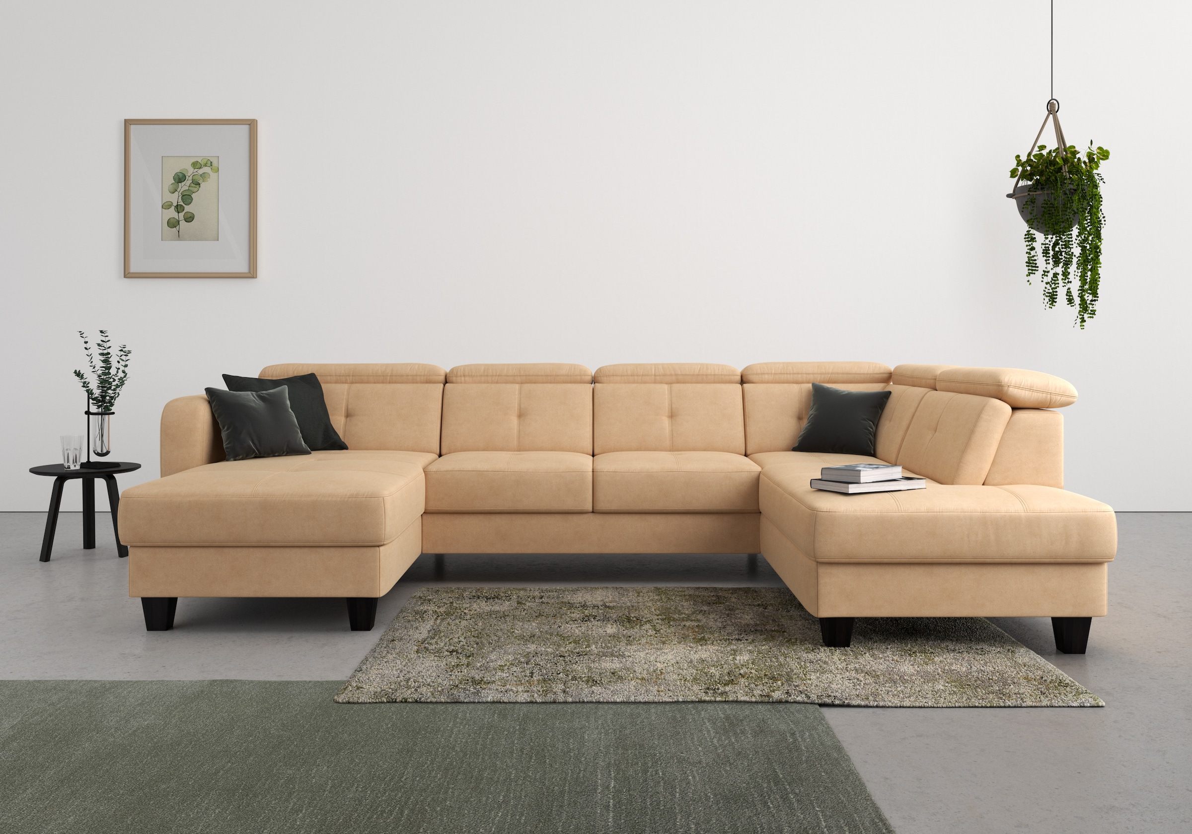 sit&more Wohnlandschaft "Belluci U-Form" Kopfteilverstellung und Federkern, wahlweise mit Schlaffunktion