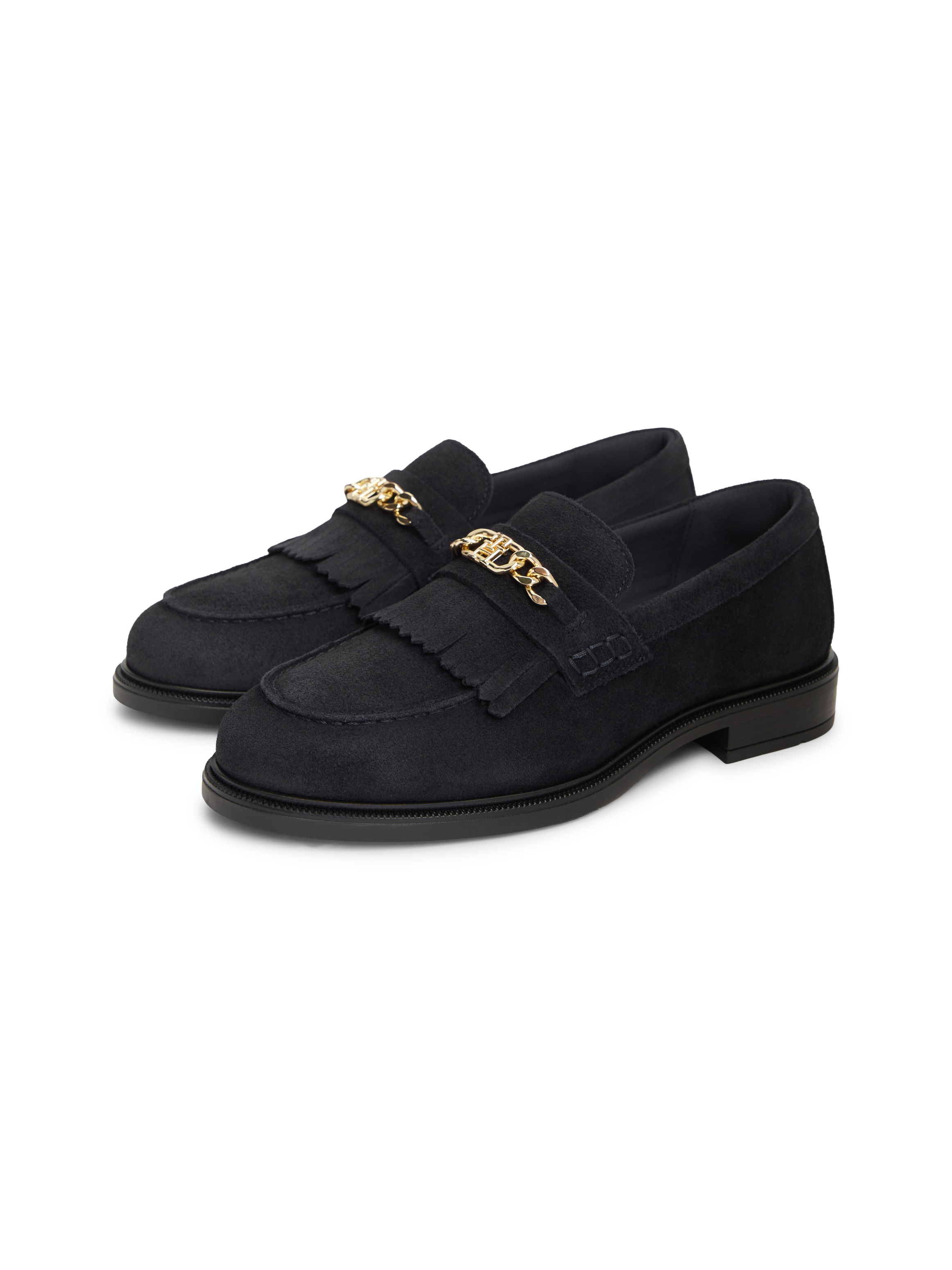 Tommy Hilfiger Loafer "TH CHAIN FRINGE SUEDE LOAFER" Blockabsatz, Slipper mit modischen Fransen