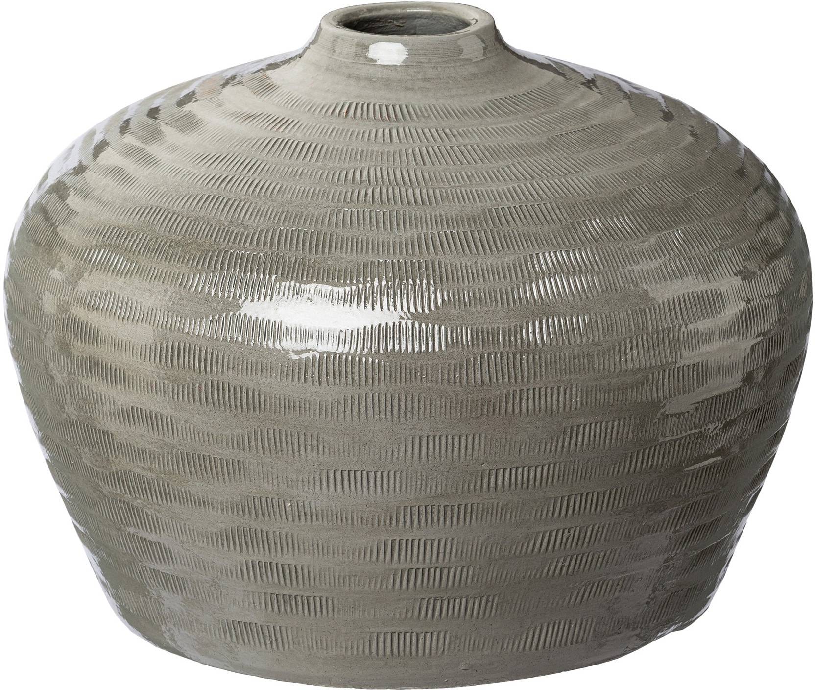 Creativ deco Tischvase "HUMILIS" aus Keramik, mit Streifenmuster