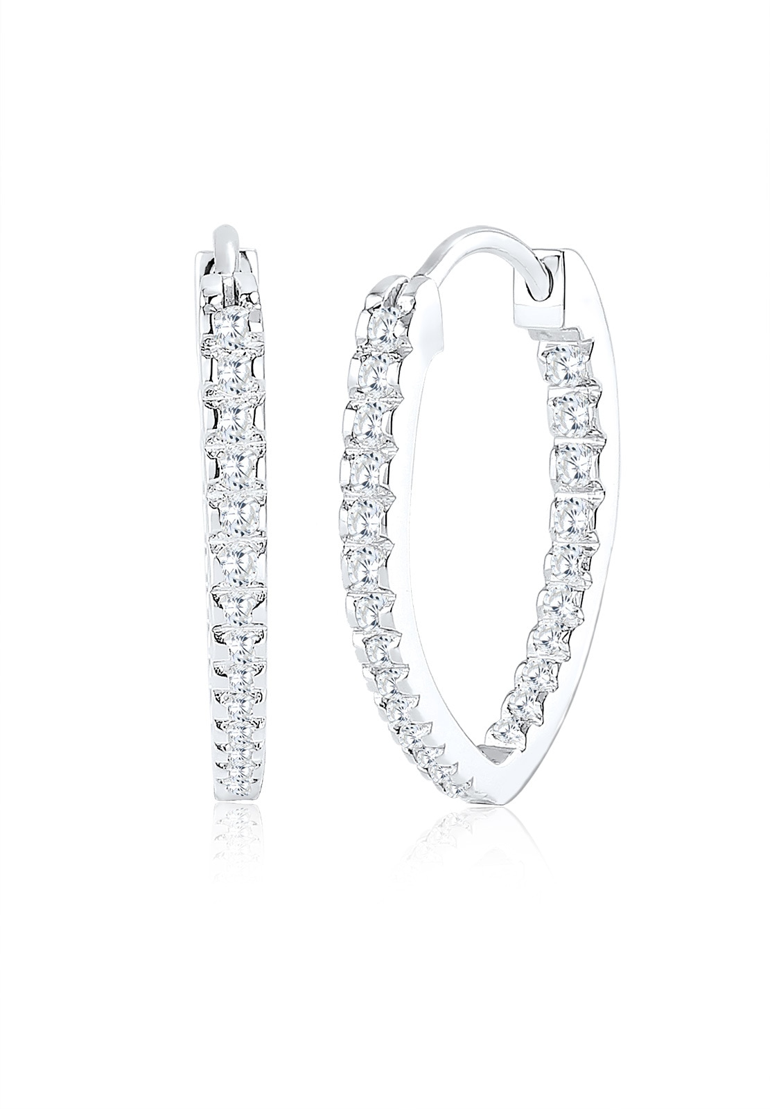 Elli Paar Creolen »Creolen Oval Zirkonia Weiß 925 Sterling Silber«