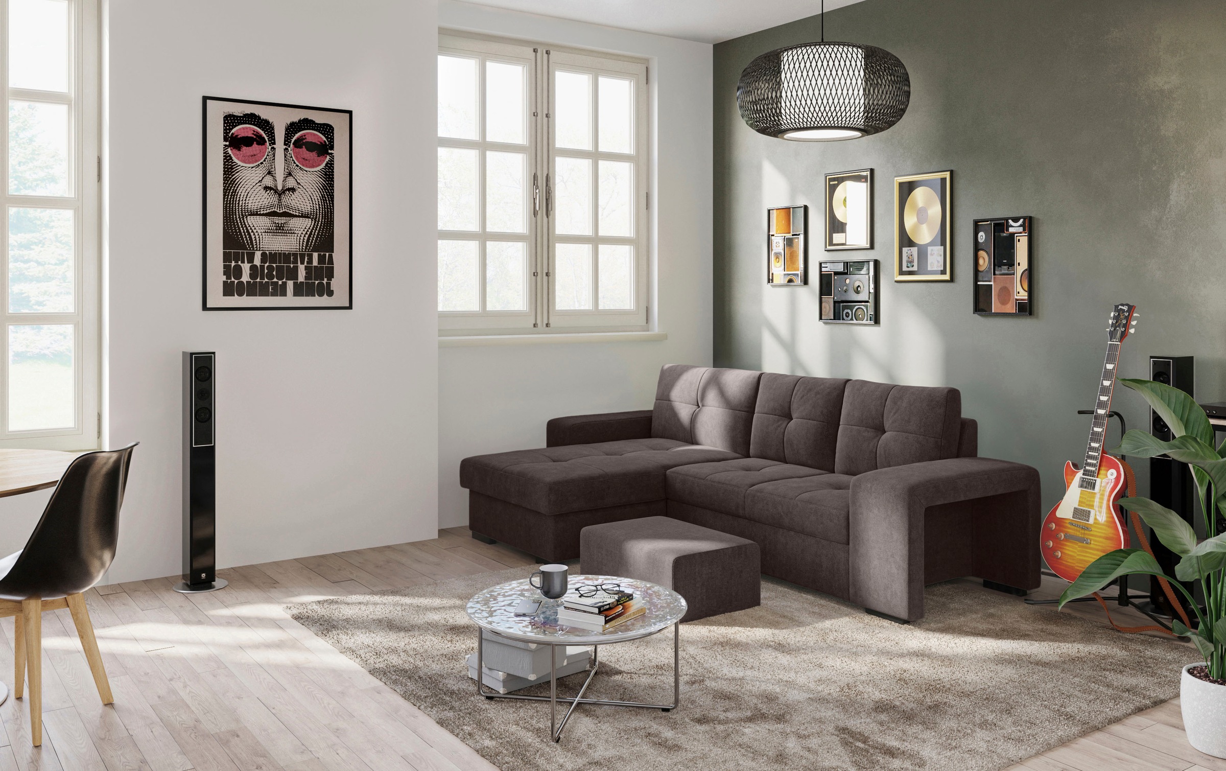 COTTA Ecksofa »Mattina L-Form«, mit Hocker, wahlweise mit Bettfunktion & Bettkasten