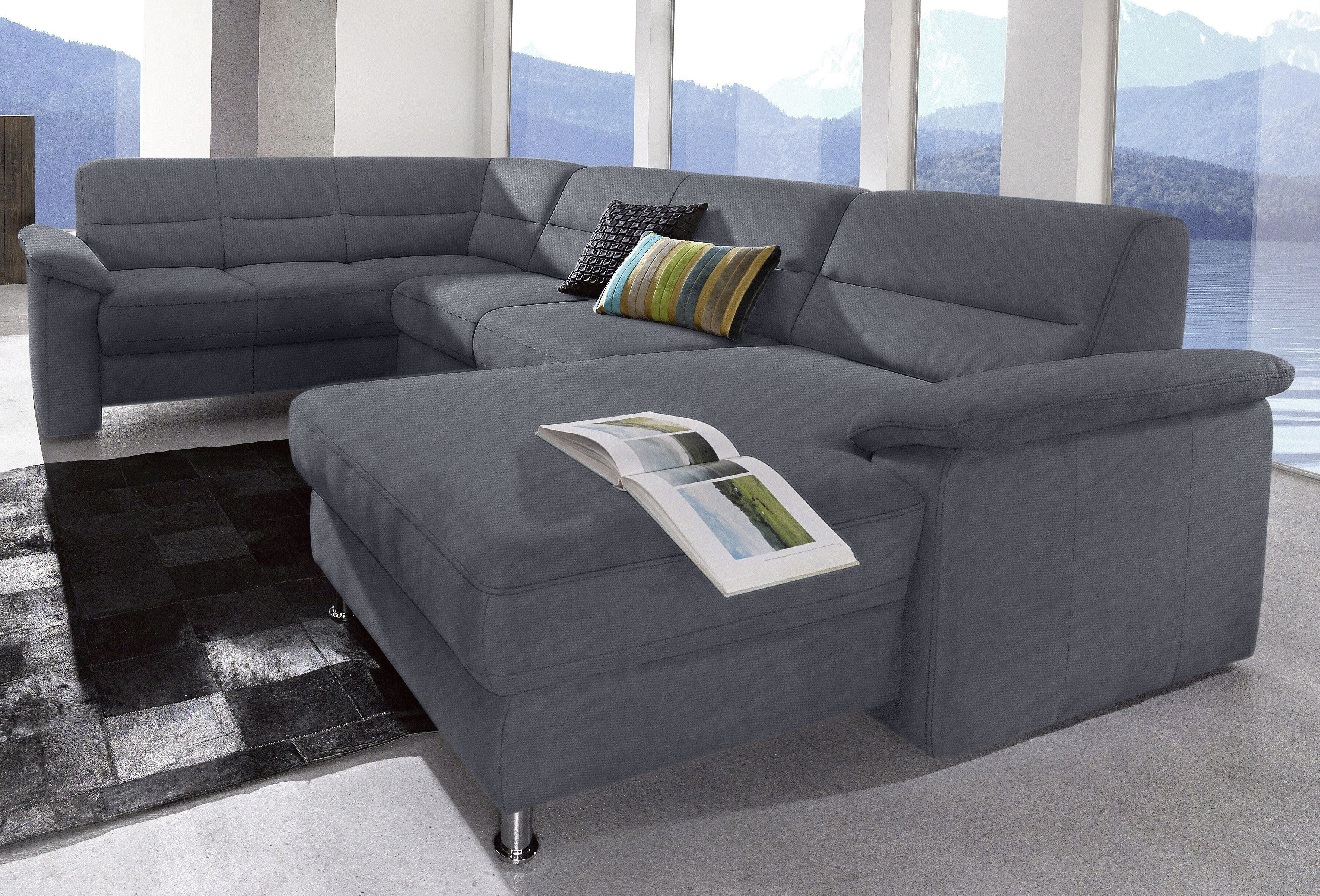 sit&more Wohnlandschaft "Ascara U-Form, B:312cm, klassisches Design, Taschenfederkernpolsterung" inklusive Boxspring/Federkern-Polsterung, wahlweise mit Schlaffunktion