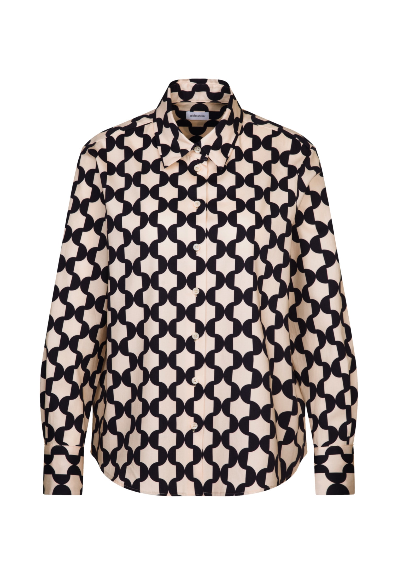 seidensticker Hemdbluse »Schwarze Rose«, Langarm Kragen Geometrische Muster
