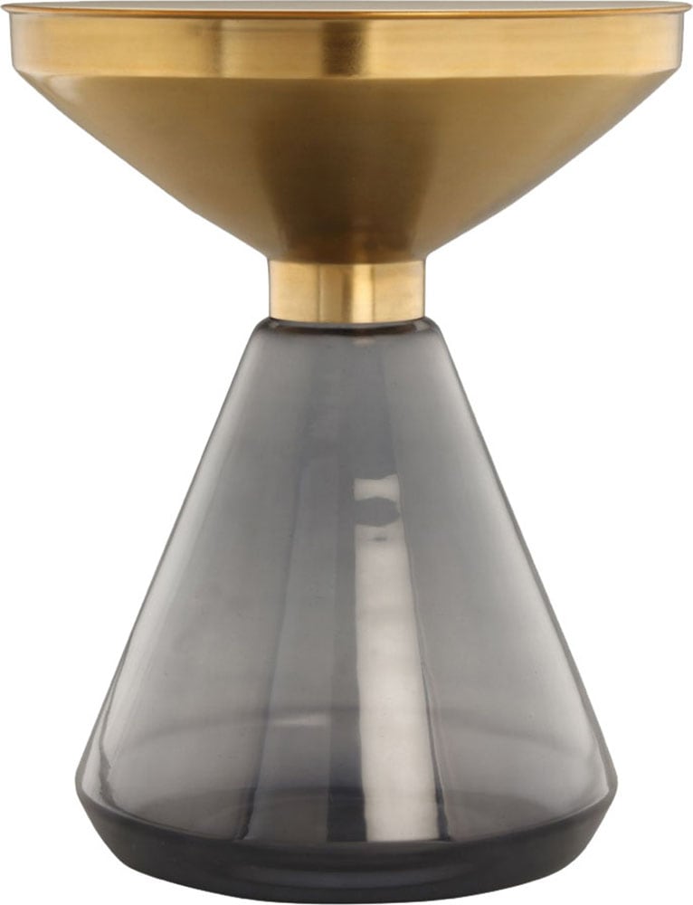 Kayoom Beistelltisch »Roman 325, mundgeblasener Glaskorpus«, (1 St.), mundgeblasener Glaskorpus, Retro-Design, goldene Metall-Tischplatte