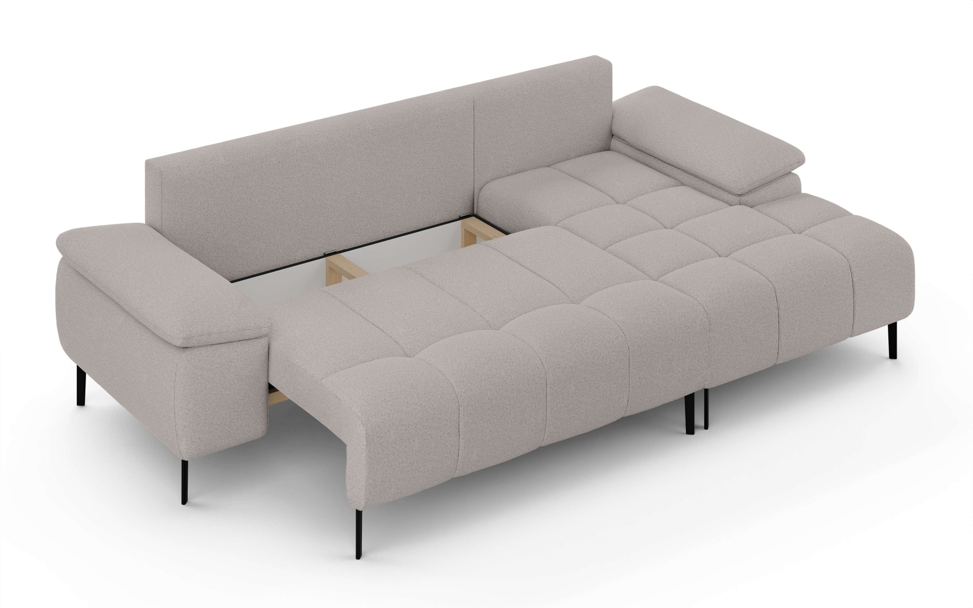 INOSIGN Ecksofa »DROMARA Schlafsofa mit Bettkasten, Maße: B/T/H 277/141/91 cm«, L-Form mit Recamiere rechts/links bestellbar, Wellenunterfederung
