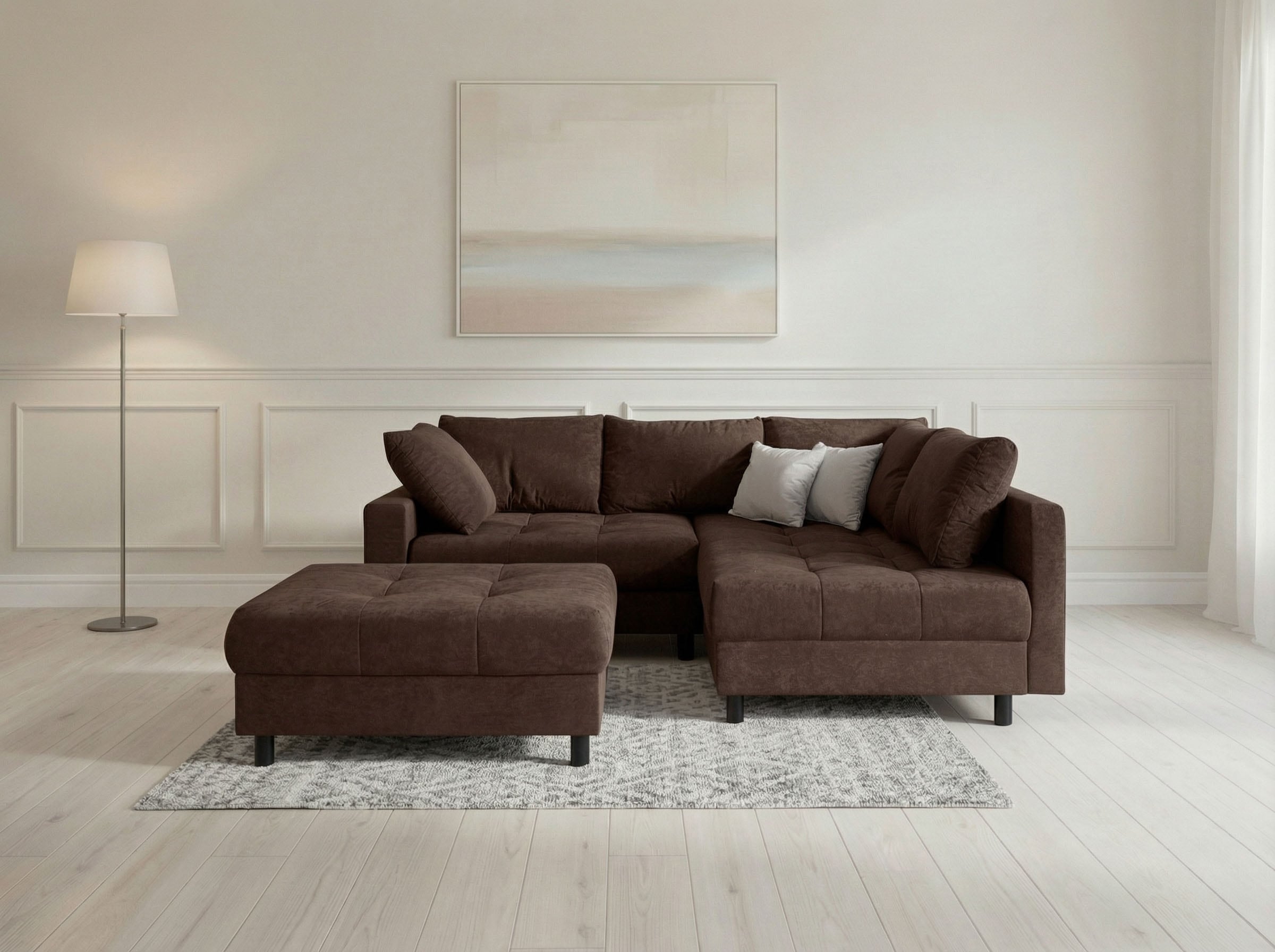 OTTO home Ecksofa "Antonia L-Form, B: 215 cm" Ecksofa, Rückenkissen, ottomane beidseitig montierbar, Bonnelfederkern