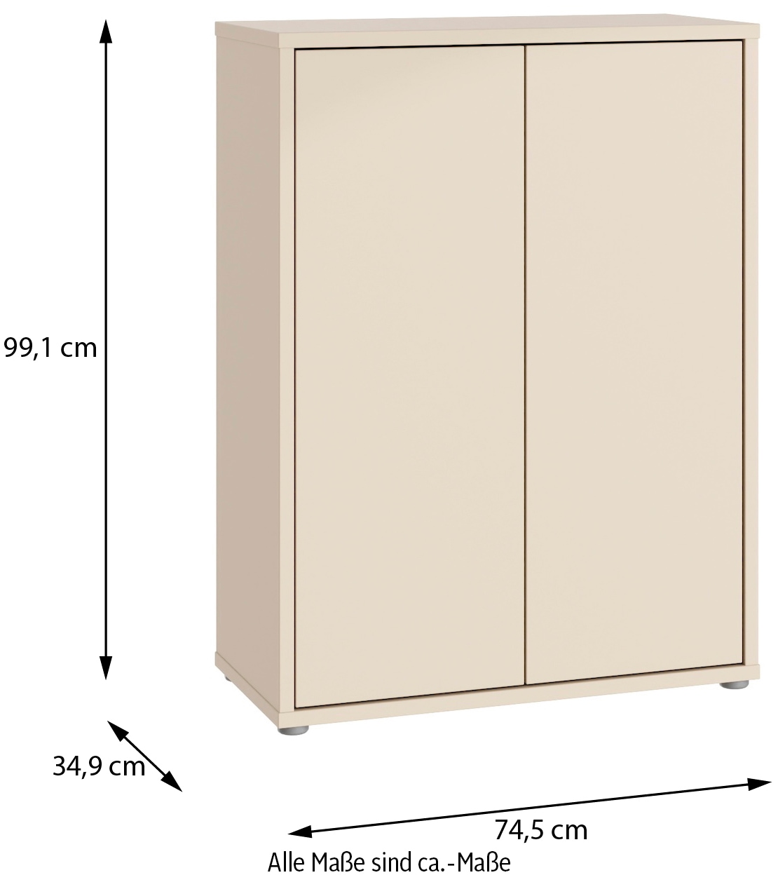 FORTE Schuhschrank »Alice Springs«, (B/H/T 74,5/99,1/34,9 cm), Stauraumschrank, Mehrzweckschrank, grifflose Front, Push to open