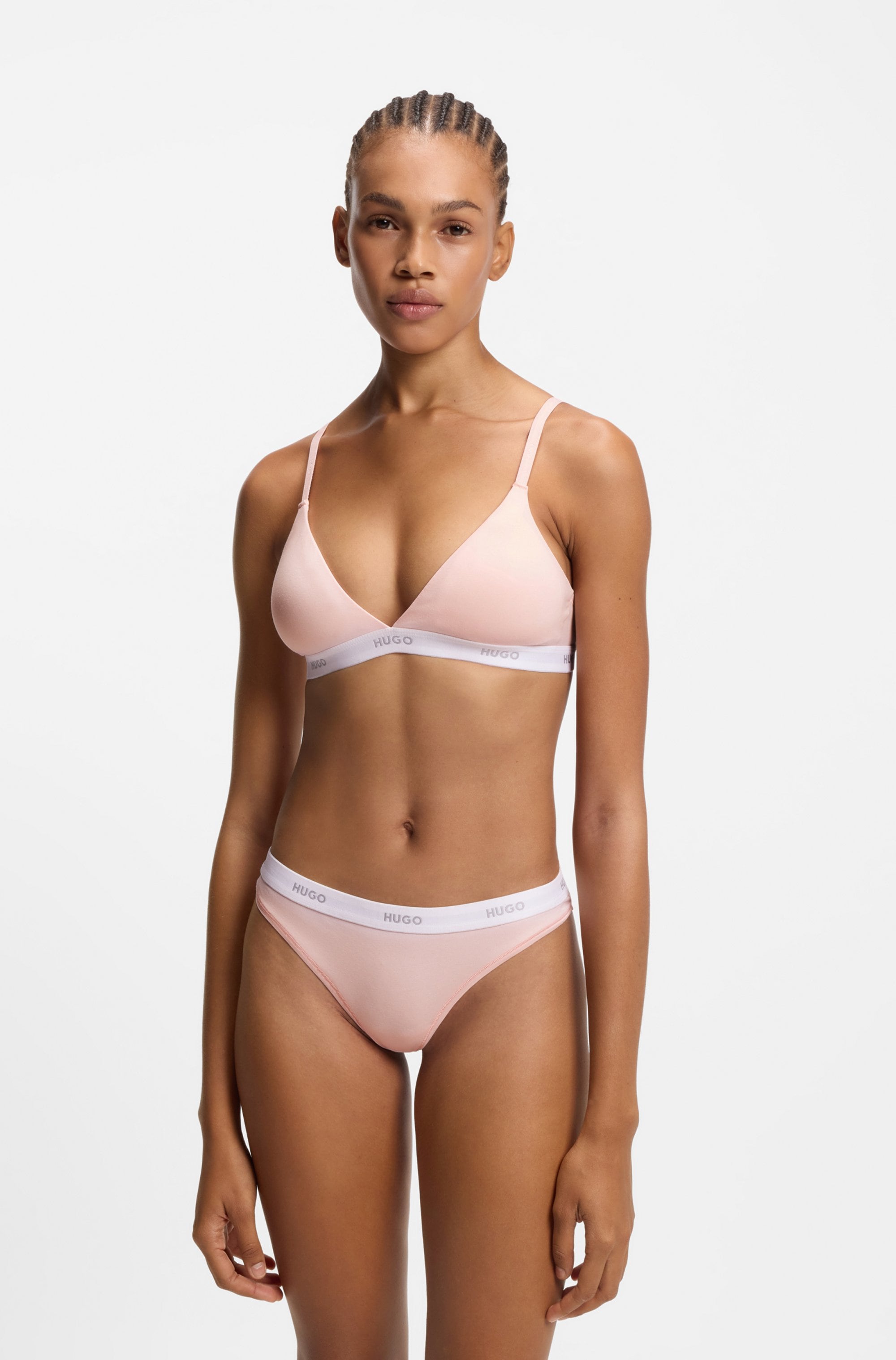 HUGO Underwear "aus Stretch-Baumwolle mit Logo-Unterbrustband" mit herausnehmbaren Polstern, geformte Körbchen
