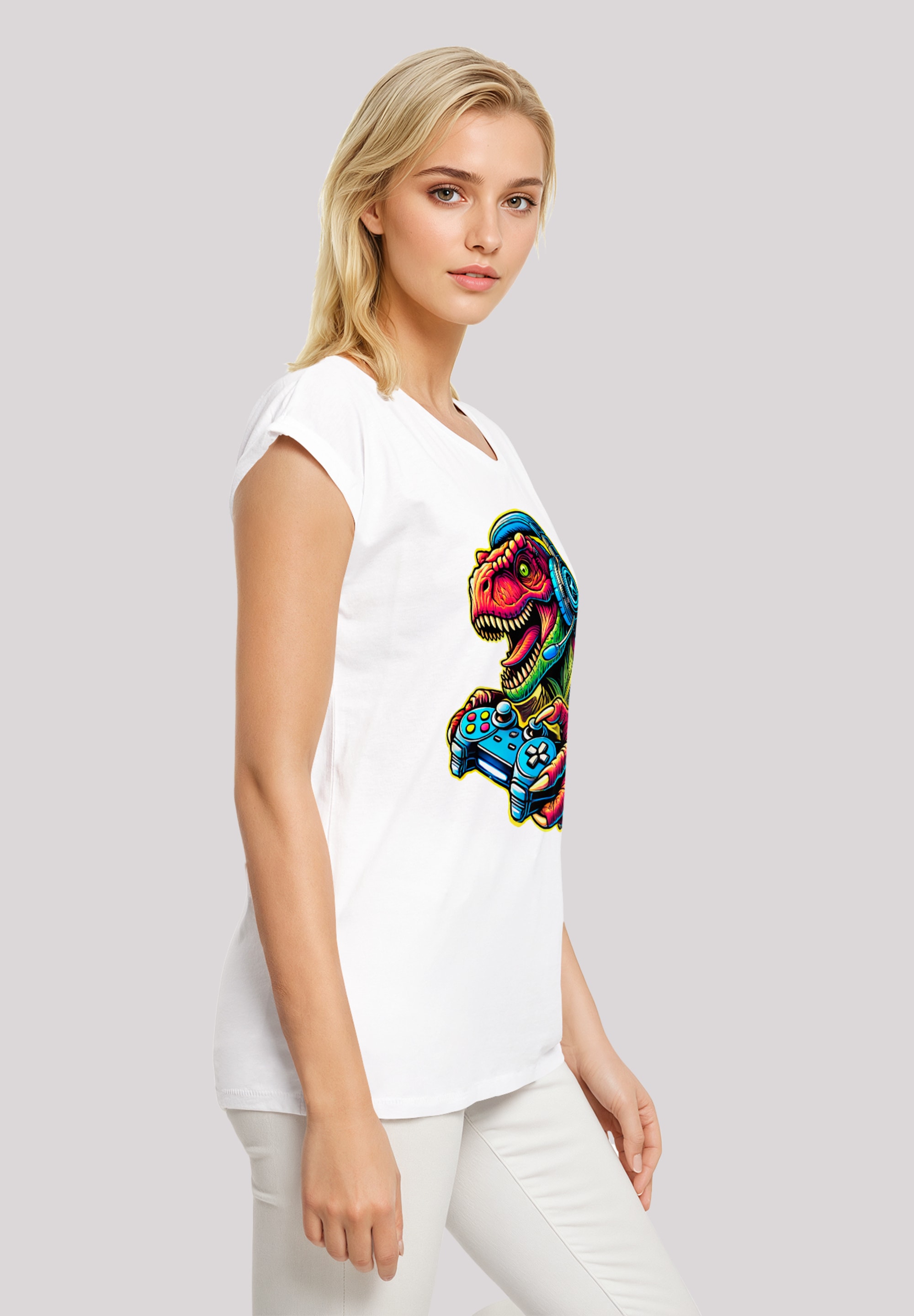 F4NT4STIC T-Shirt »Dinosaurier Gamer«, Premium Qualität