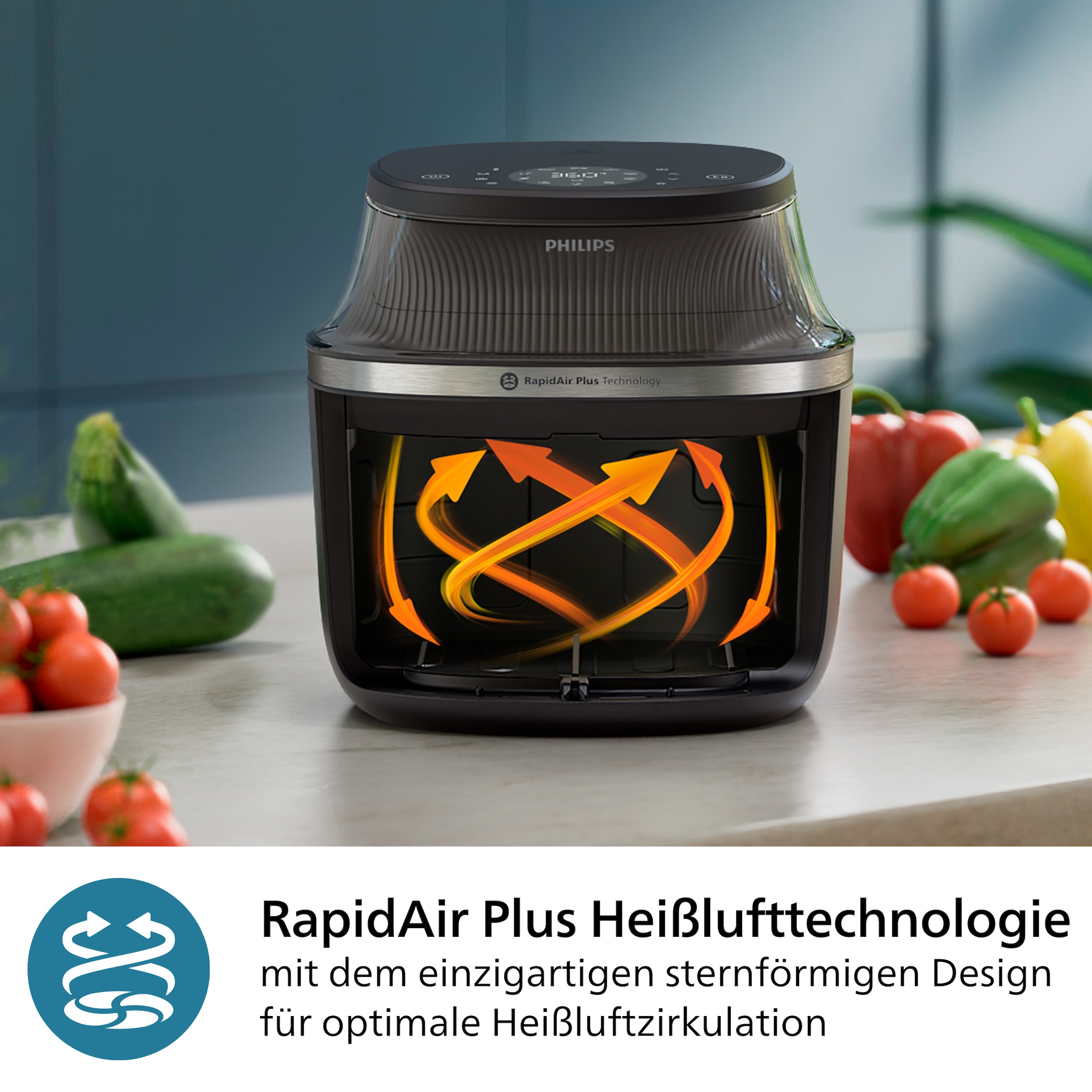 Philips Heißluftfritteuse »Airfryer 3000 NA332/00, mit 6.2L, Sichtfenster«, 1700 W, RapidAir Plus Technologie und 16 Kochfunktionen; Schwarz/Kupfer