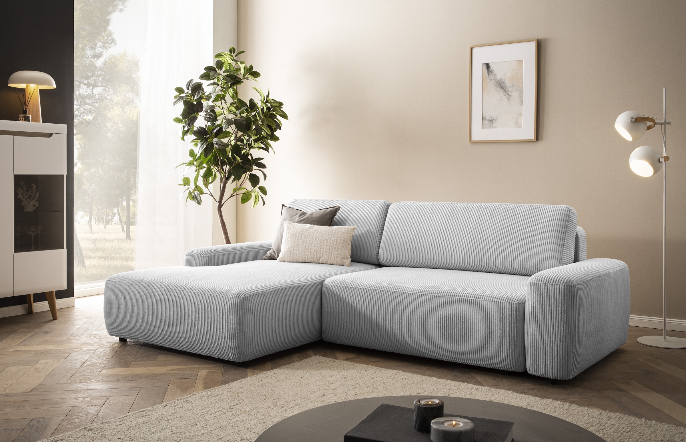 Home affaire Ecksofa "TORGE (264cm), Schlafsofa in Cord, Samtvelours o Stru günstig online kaufen