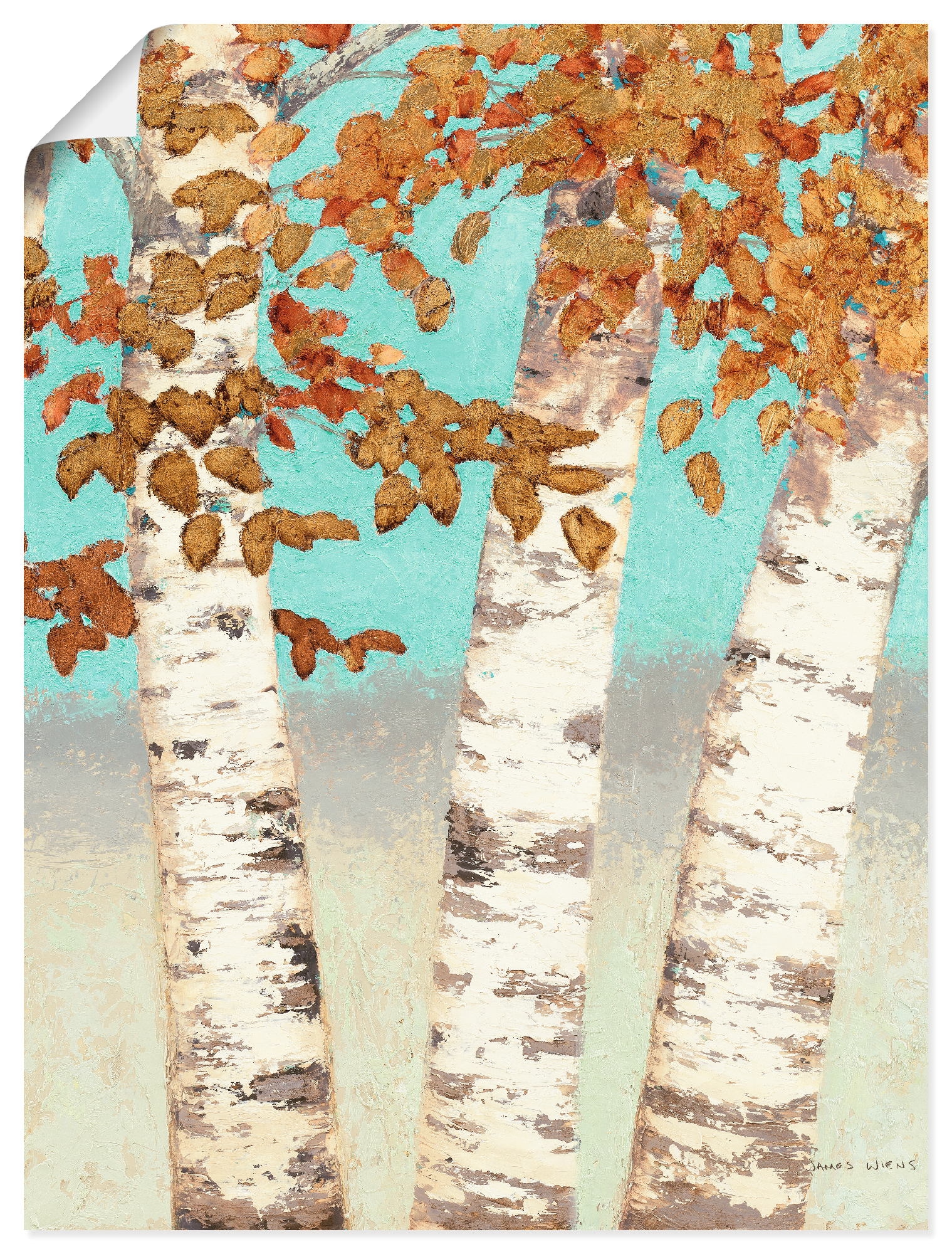 Artland Poster »Goldene Birken III«, Bäume, (1 St.), als Leinwandbild, Wandaufkleber oder Poster in versch. Größen