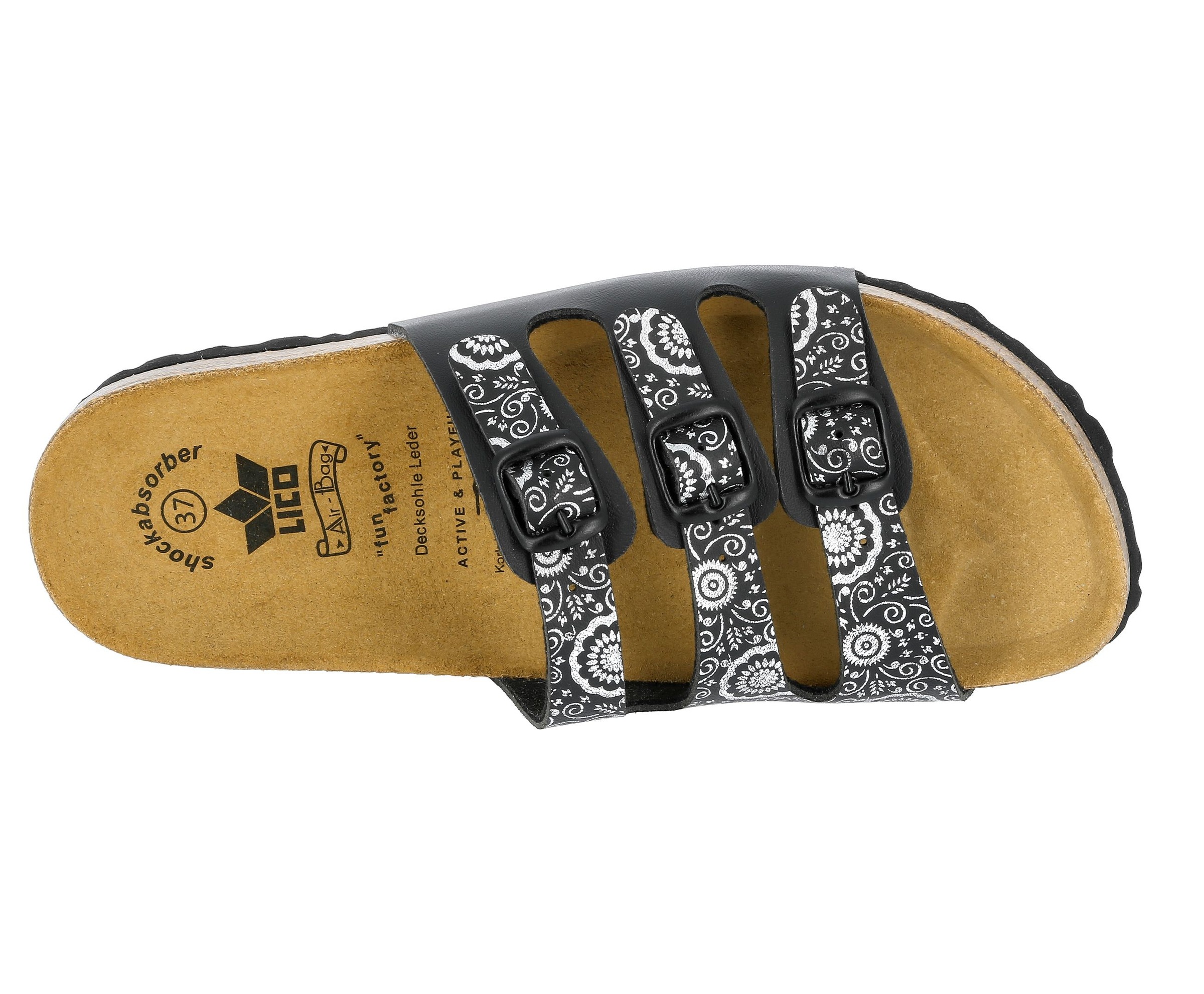 LICO Bioline Flower Damen Pantoletten Schwarz 40 3
