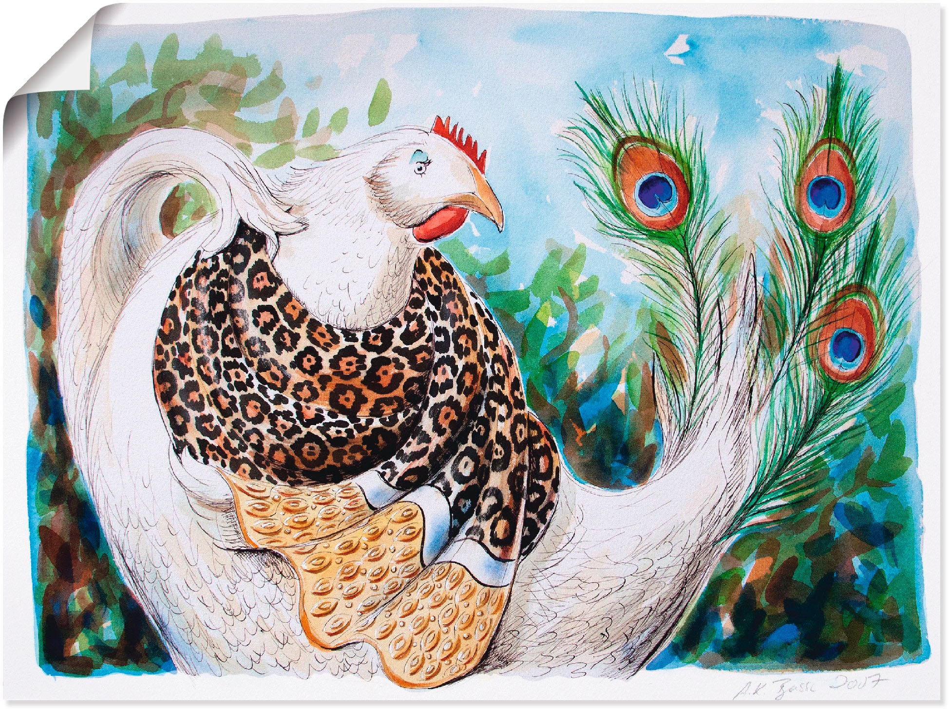 Wandbild Poster Huhn«, bestellen Wandaufkleber Artland Vögel, in (1 oder BAUR versch. | »Eitles als St.), Größen Leinwandbild,