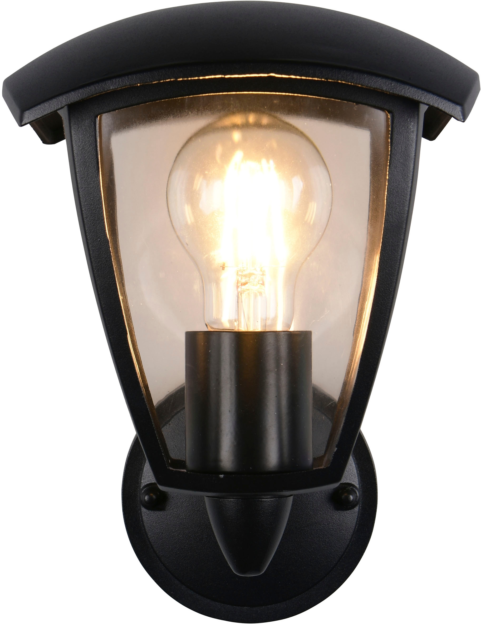 TRIO Leuchten Außen-Wandleuchte »VENTA, Laterne Hauswand Fassadenbeleuchtung, exkl 1x E27 max 10W, IP44«, 1 flammig, Leuchtmittel E27 | Leuchtmittel wechselbar, Wandlampe Laternen-Optik, aufwärts gerichtet, Schirm Kunststoff