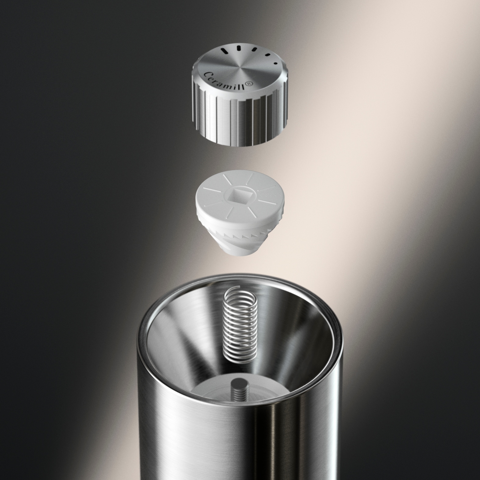 WMF Gewürzmühle »Nature Pro Edelstahl« Keramikmahlwerk, einstellbarer Mahlgrad, Aromaschutzdeckel, Holz