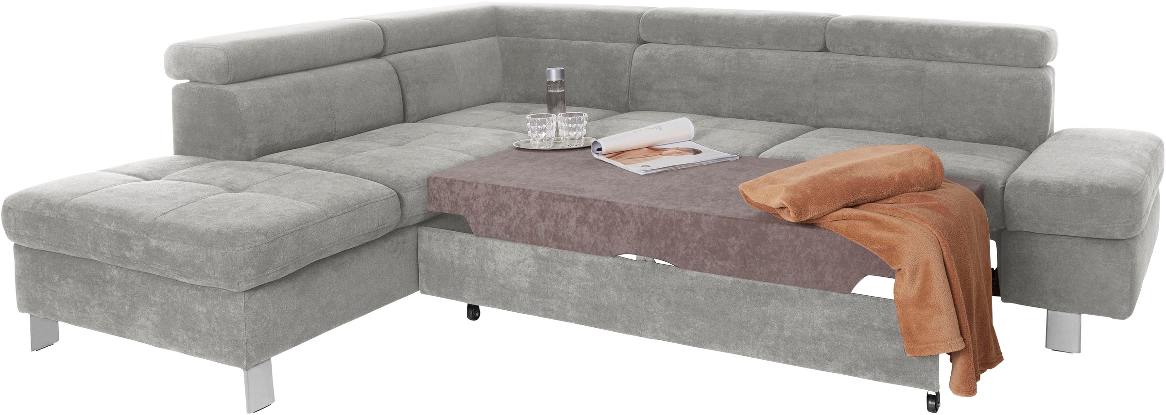 exxpo - sofa fashion Ecksofa »Fiji, L-Form«, mit Kopf- bzw. Rückenverstellung, wahlweise mit Bettfunktion