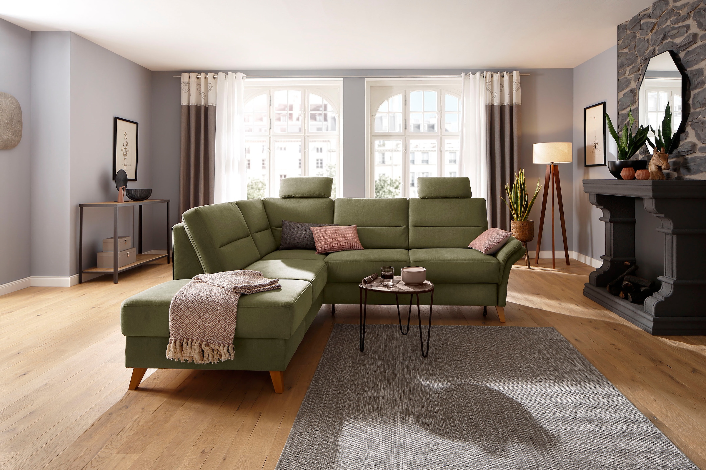 Home affaire Ecksofa »Westerland L-Form«, Federkern-Polsterung, wahlweise mit Bettfunktion, Bettkasten