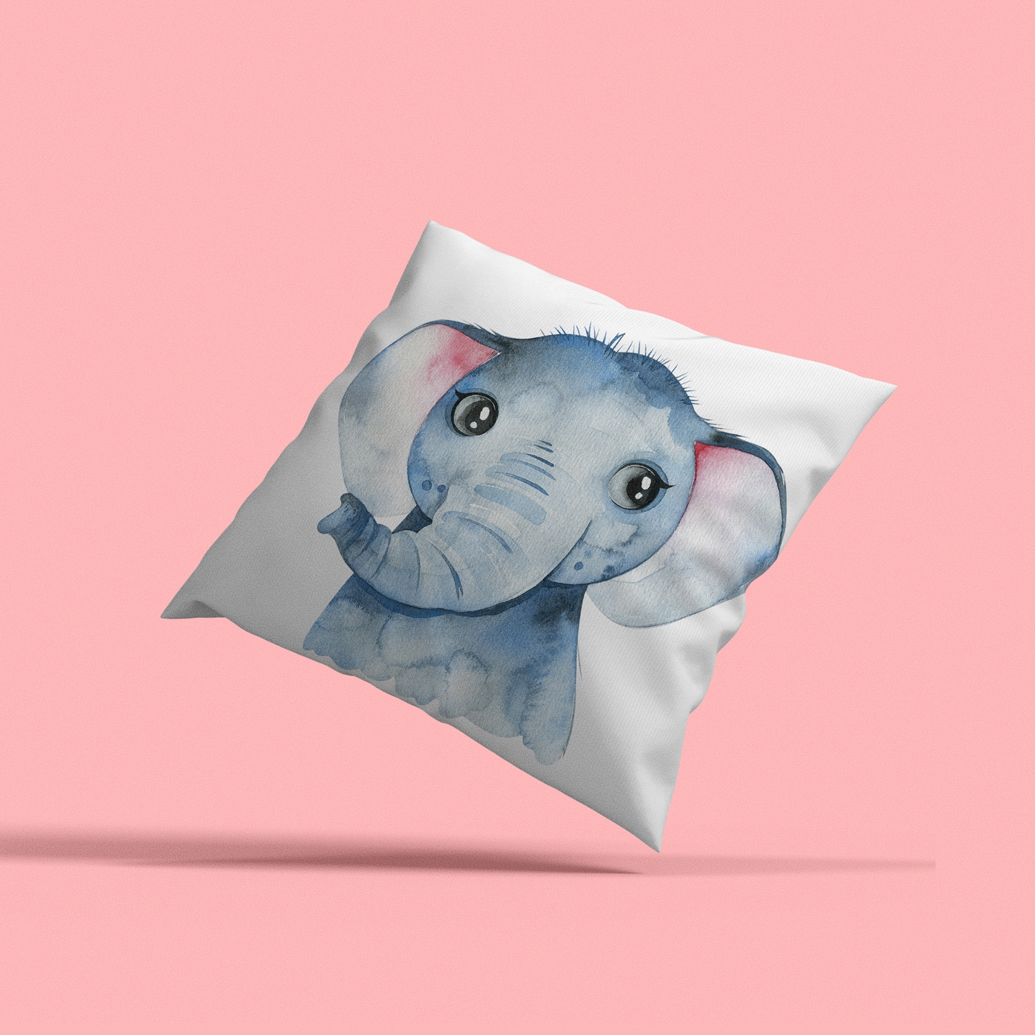 queence Dekokissen »Blaues Elefantenbaby«, Kissenhülle mit HD Premium Druck, geruchsneutral, 40x40cm