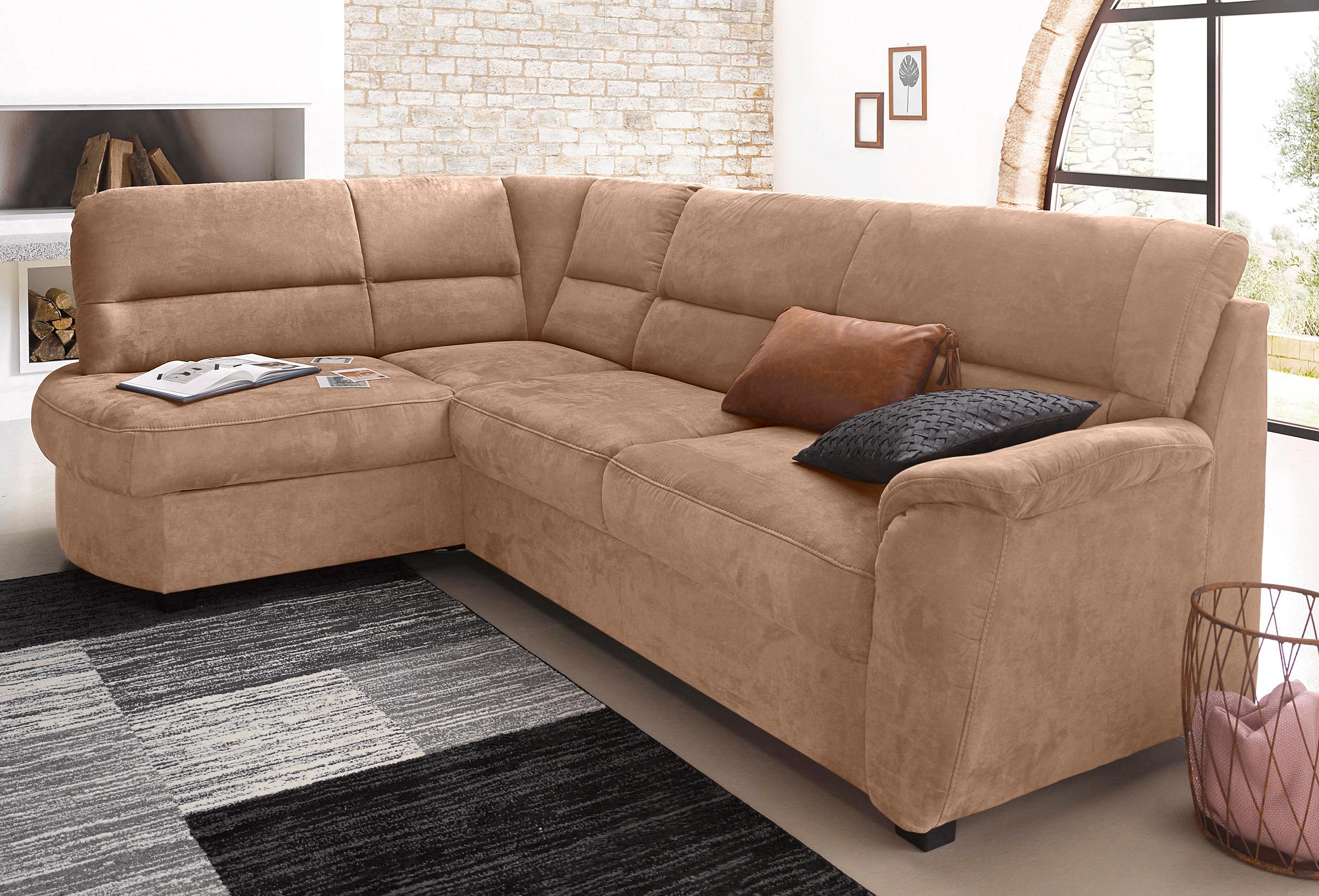 sit&more Ecksofa "Pandora, L-Form, B: 251 cm, Bettfunktion & Bettkasten wählbar" Frei im Raum stellbar, Federkernpolsterung, komfortable Sitzhöhe 45 cm