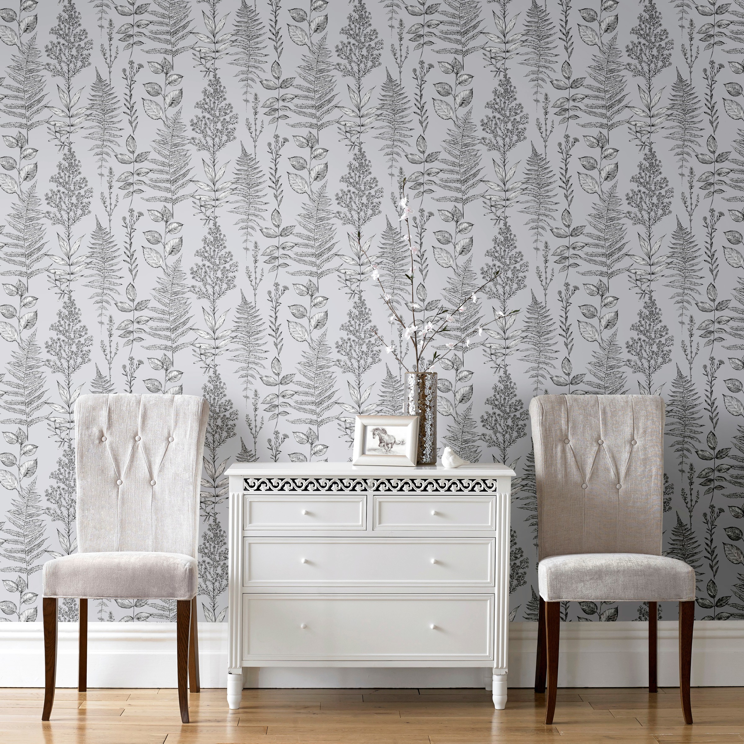 Superfresco Easy Vliestapete »Pflanzen«, botanisch, Grau - 53cm x 10m