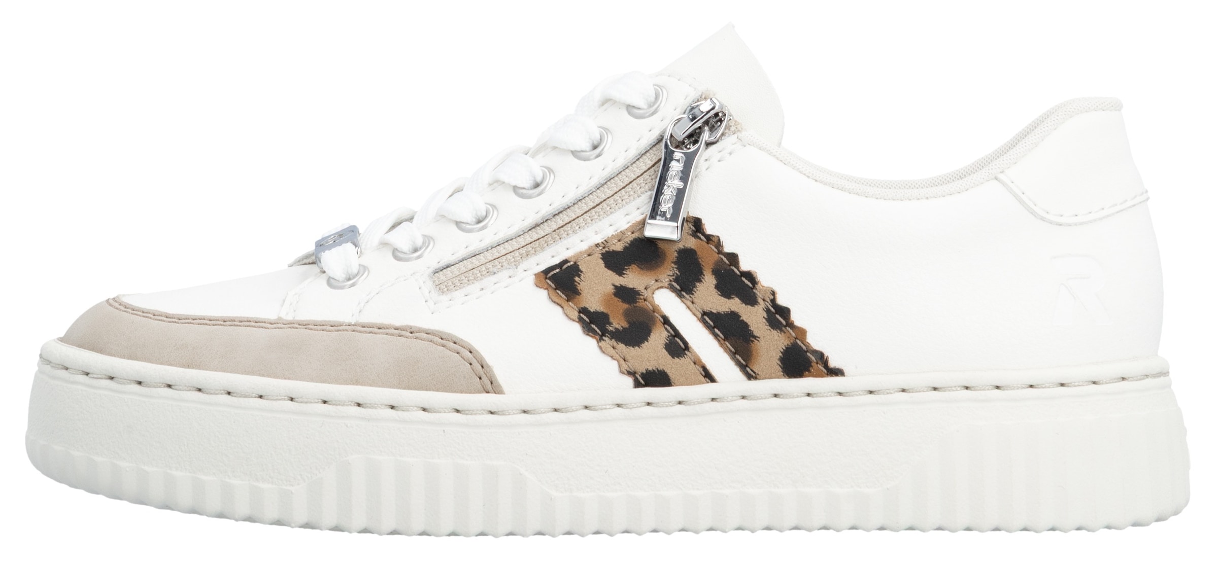 Rieker Plateausneaker  Halbschuh, Schnürschuh, Casual-Sneaker mit leo-Besatz