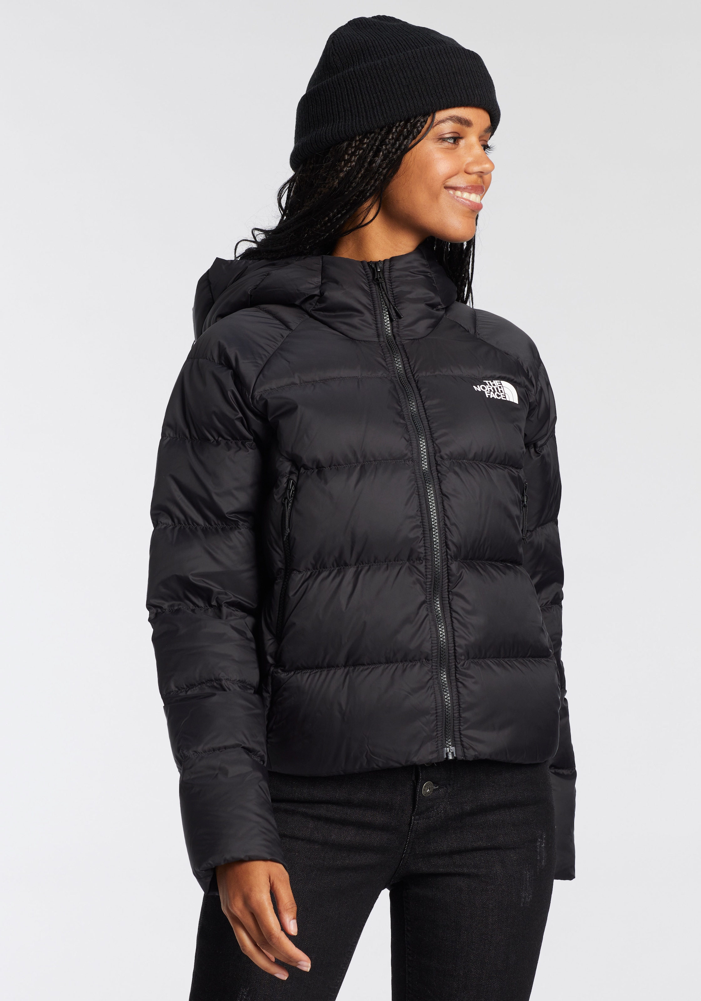 The North Face Daunenjacke "W HYALITE DOWN HOODIE - EU", (1 St.), mit Kapuze, mit Logodruck