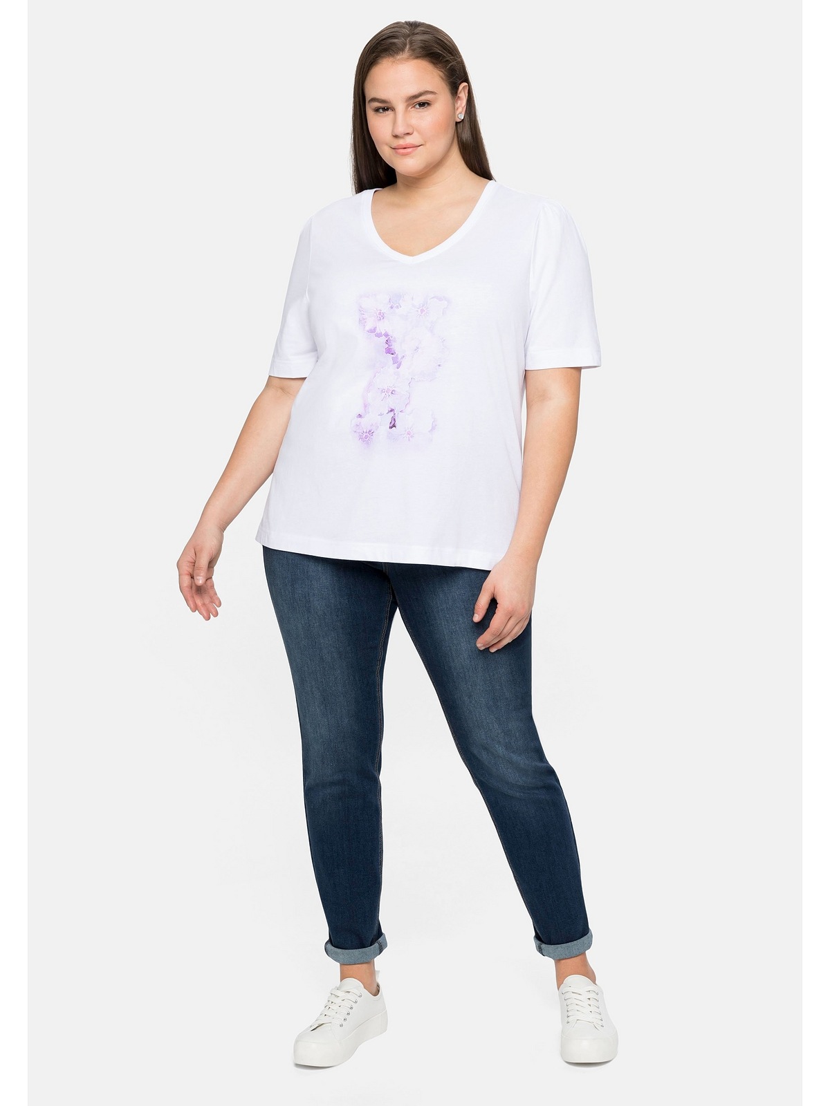 Black Friday Sheego T-Shirt »Große Baumwolle | Größen«, aus BAUR Frontdruck mit