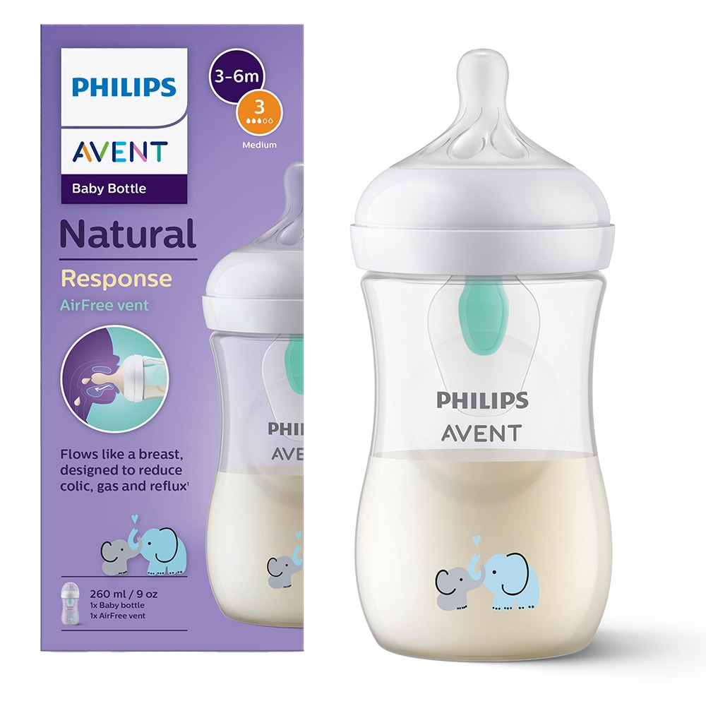 PHILIPS AVENT Baby Babyflasche "Natural Response Babyflasche", 260ml, transparent, Kunststoff, H:16,6cm, Trinkflaschen, mit dem AirFree Ventil,