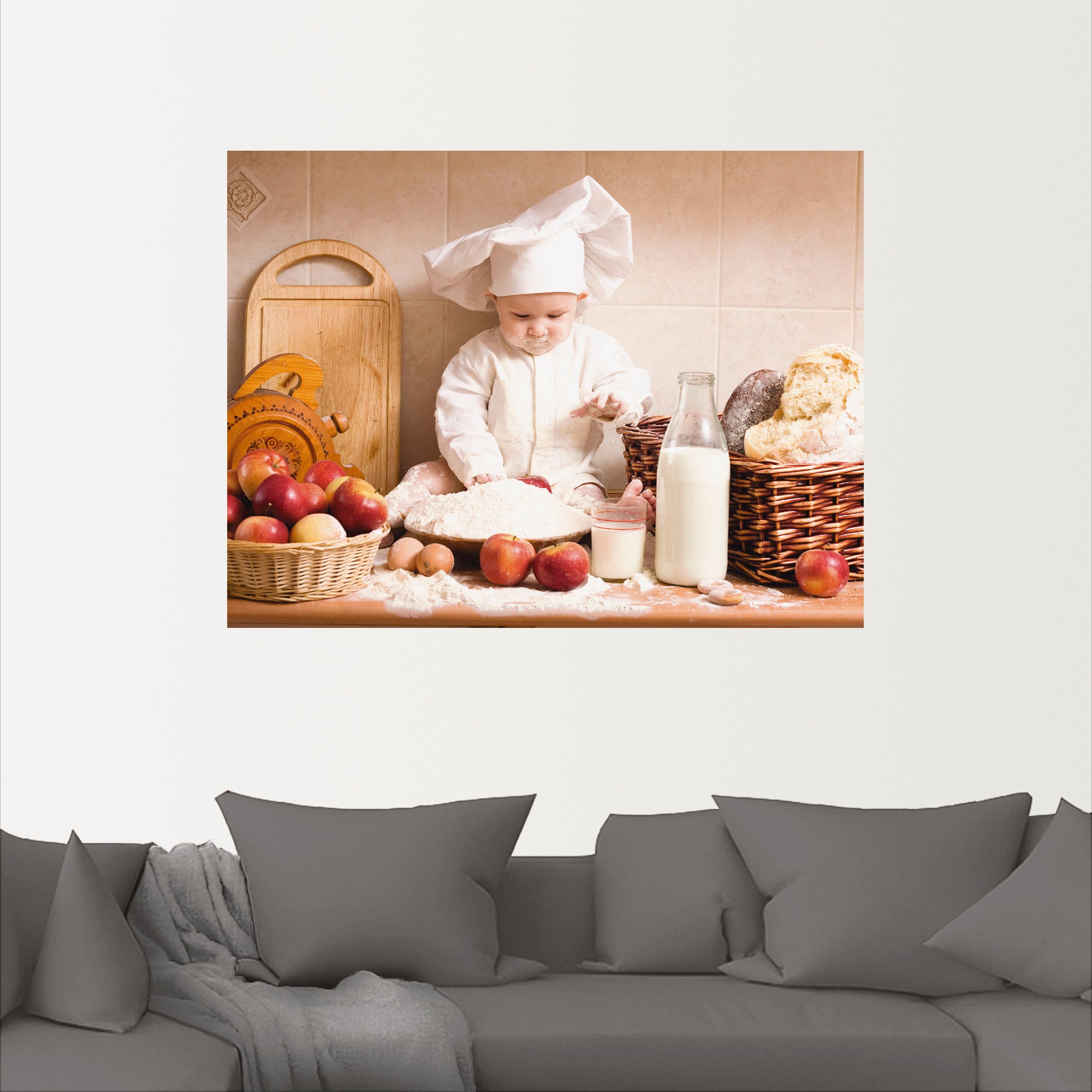 Artland Wandbild »Küche Junge Kind Backen«, Bilder von Kindern, (1 St.), als Alubild, Outdoorbild, Leinwandbild, Poster, Wandaufkleber
