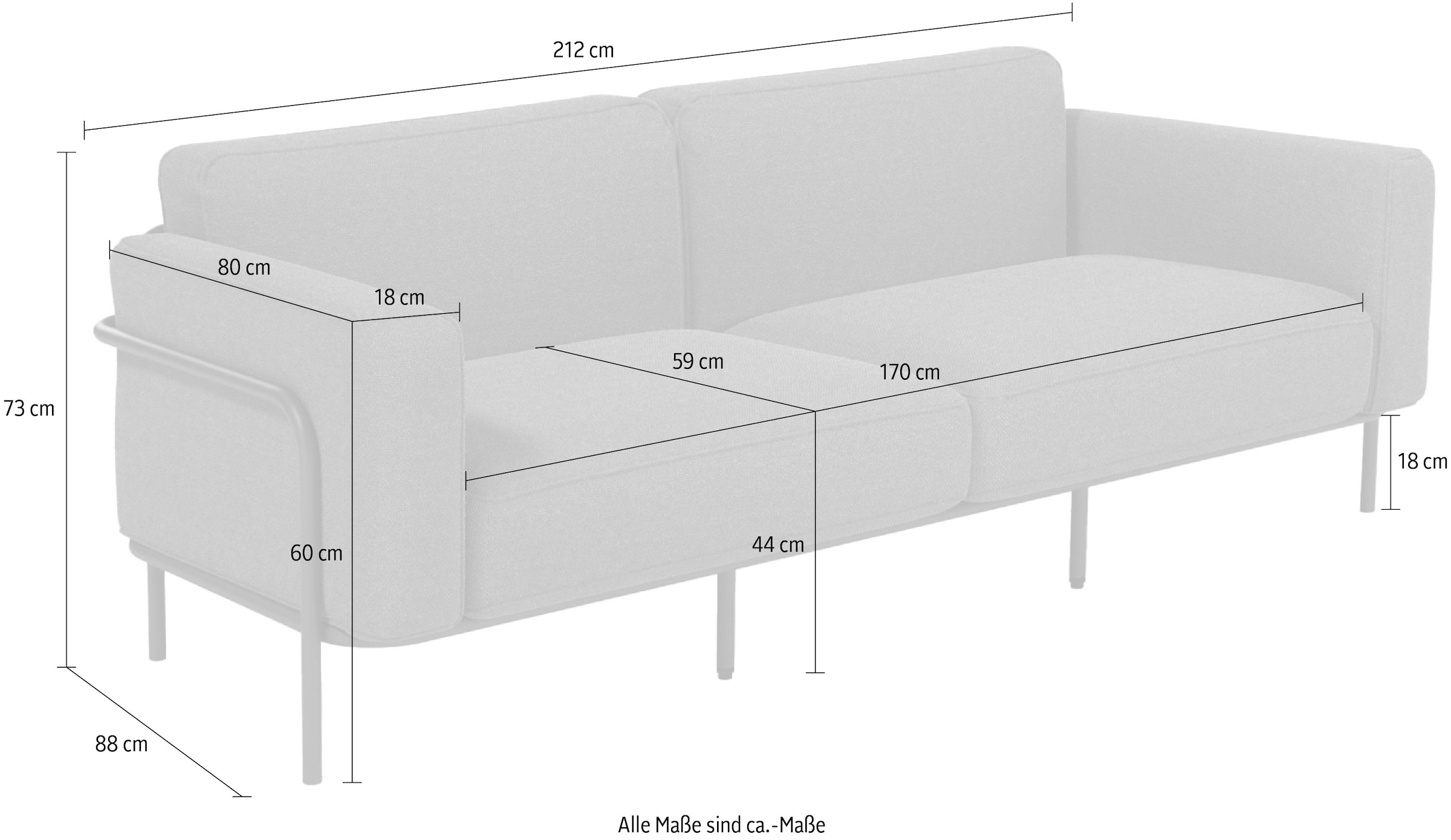 andas 3-Sitzer »Askild«, Outdoor Gartensofa, wetterfeste Materialien, Breite 212 cm