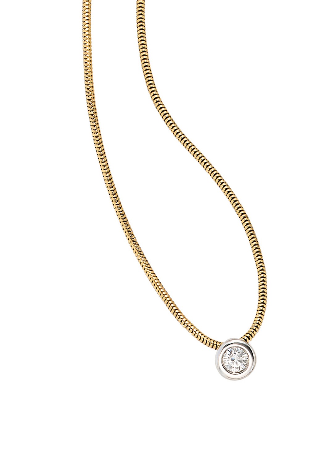 JOBO Kette mit Anhänger »Halskette Solitär« 585 Gold bicolor mit Diamant Brillant 0,25 ct.