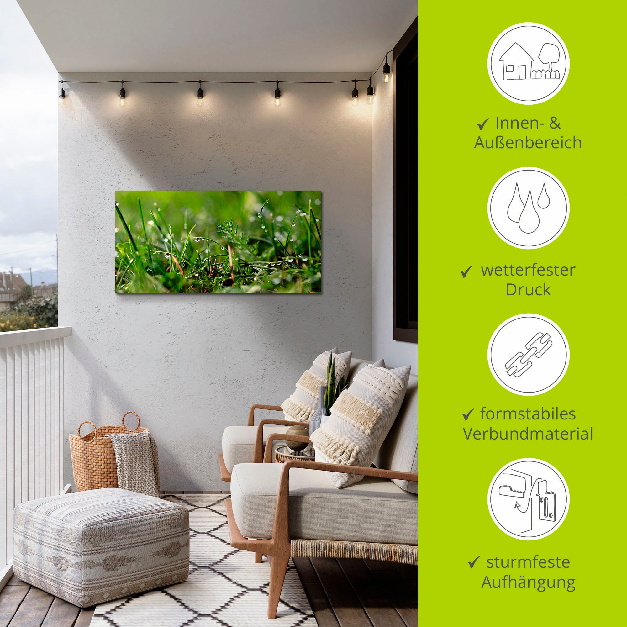 Artland Wandbild »Tautropfen«, Gräser, (1 St.), als Alubild, Outdoorbild, Leinwandbild, Poster in verschied. Größen