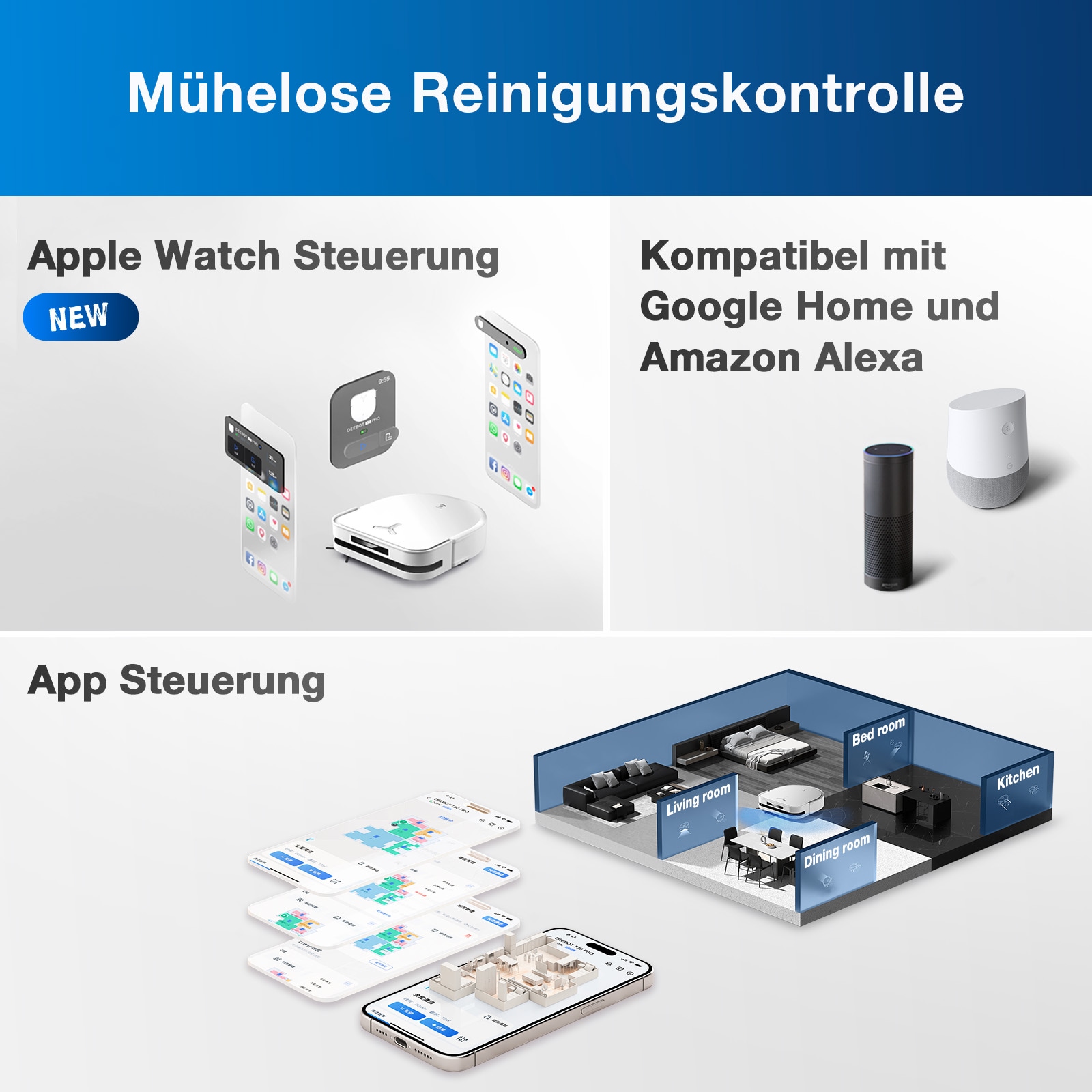 ECOVACS Nass-Trocken-Saugroboter »ECOVACS DEEBOT X5 OMNI«, 12.800PA, OMNI Station, 15mm Mopphebesystem, Adaptive Kantenreinigung