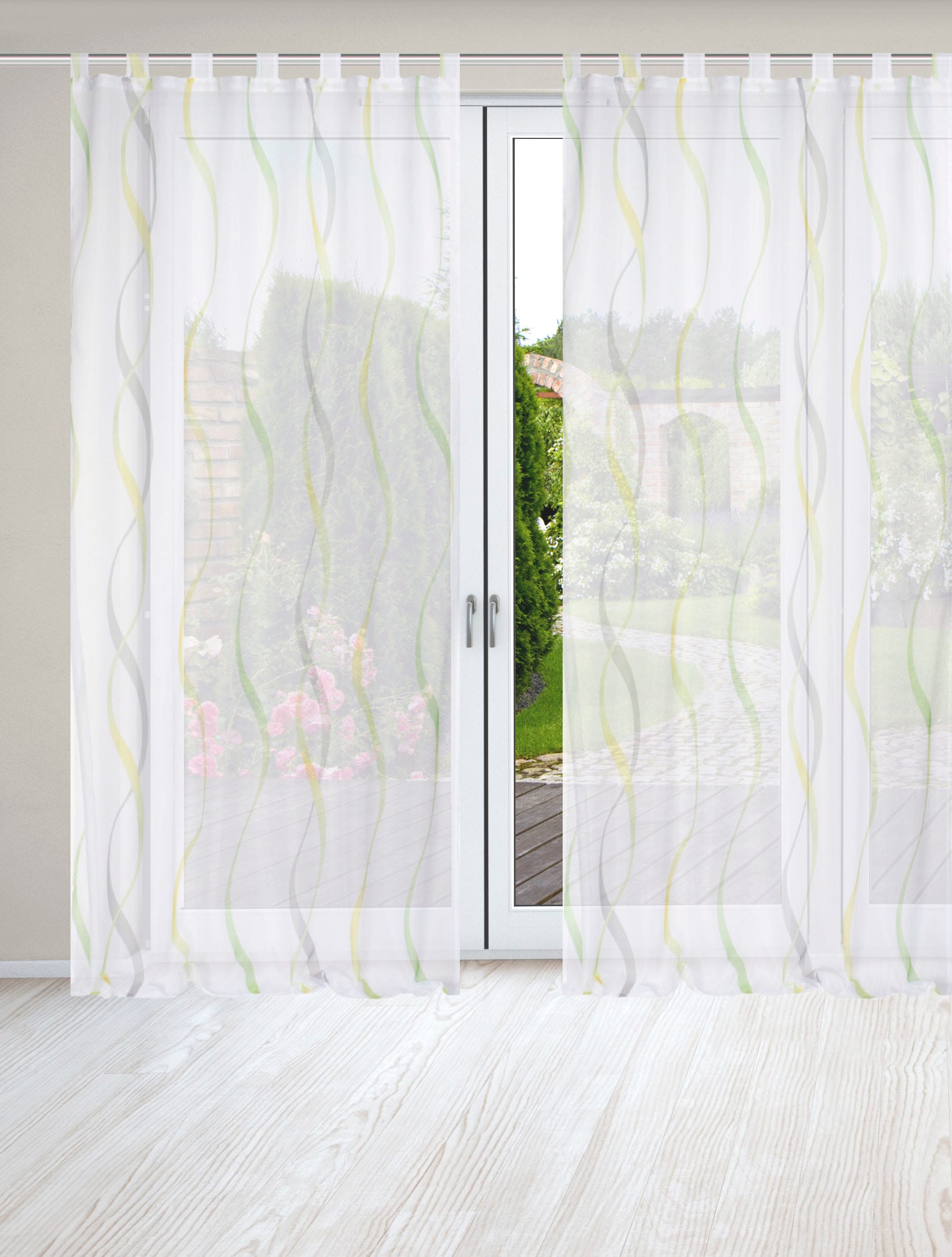 HOME WOHNIDEEN Vorhang »SCHLAUFENSCHAL«, (2 St.), 2er Pack Schlaufenschal bedruckt